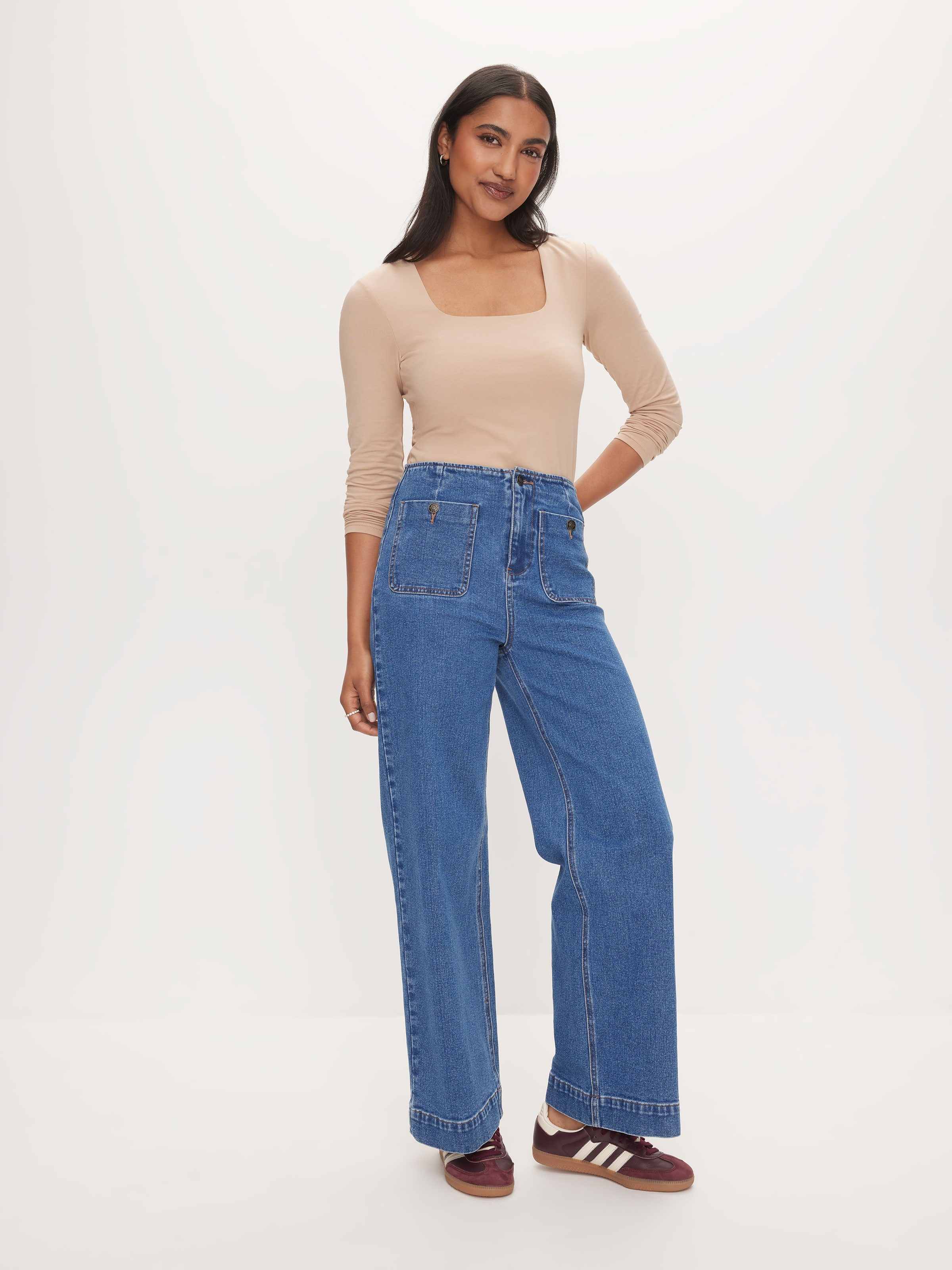 Square Neck Long Sleeve Top