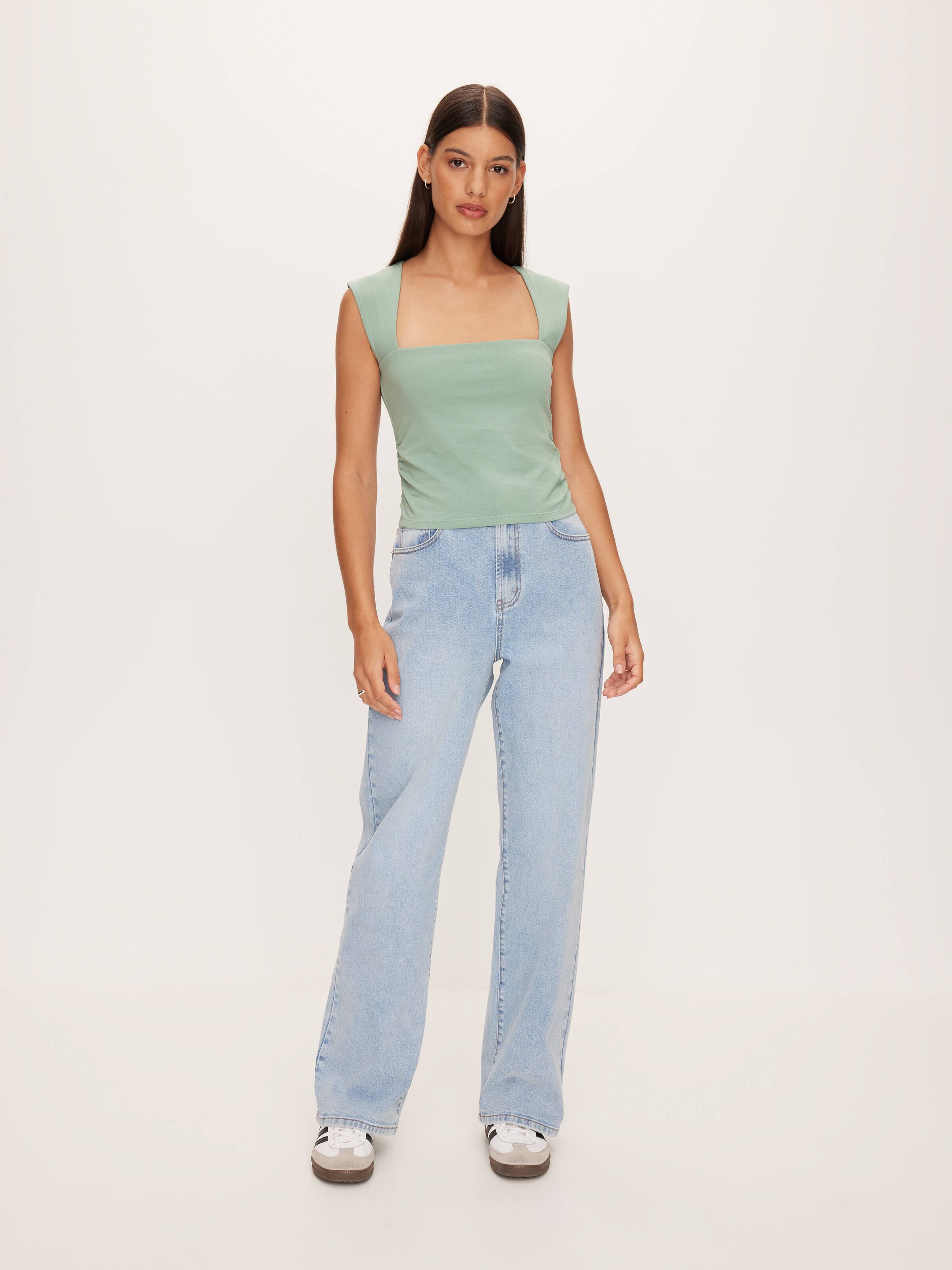 Ollie Open Neck Ruched Top