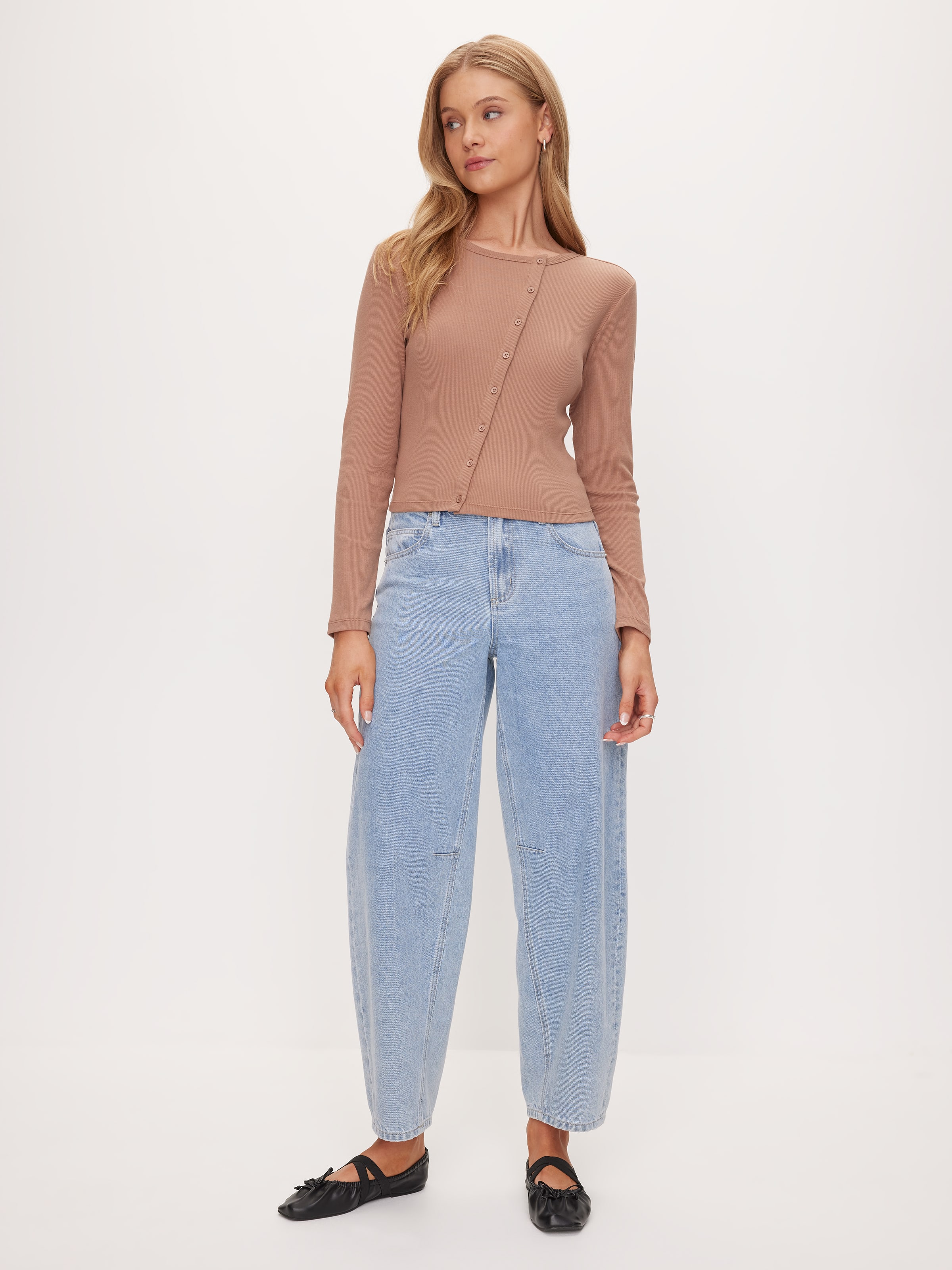Off Centre Button Through Top