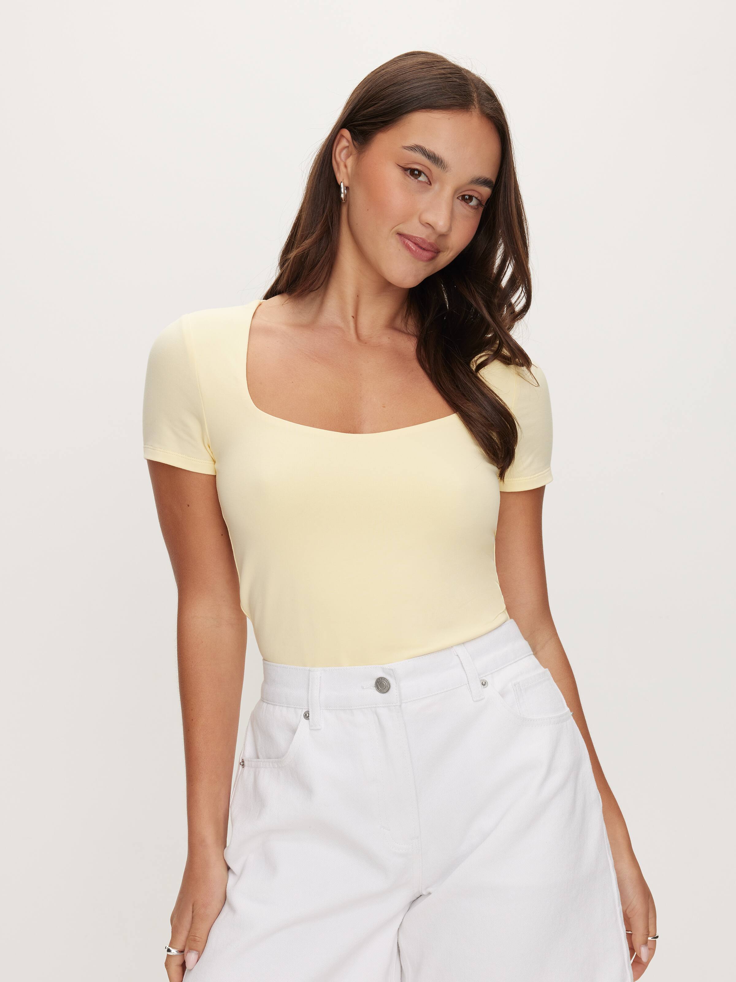 Square V-Neck Short Sleeve Tee