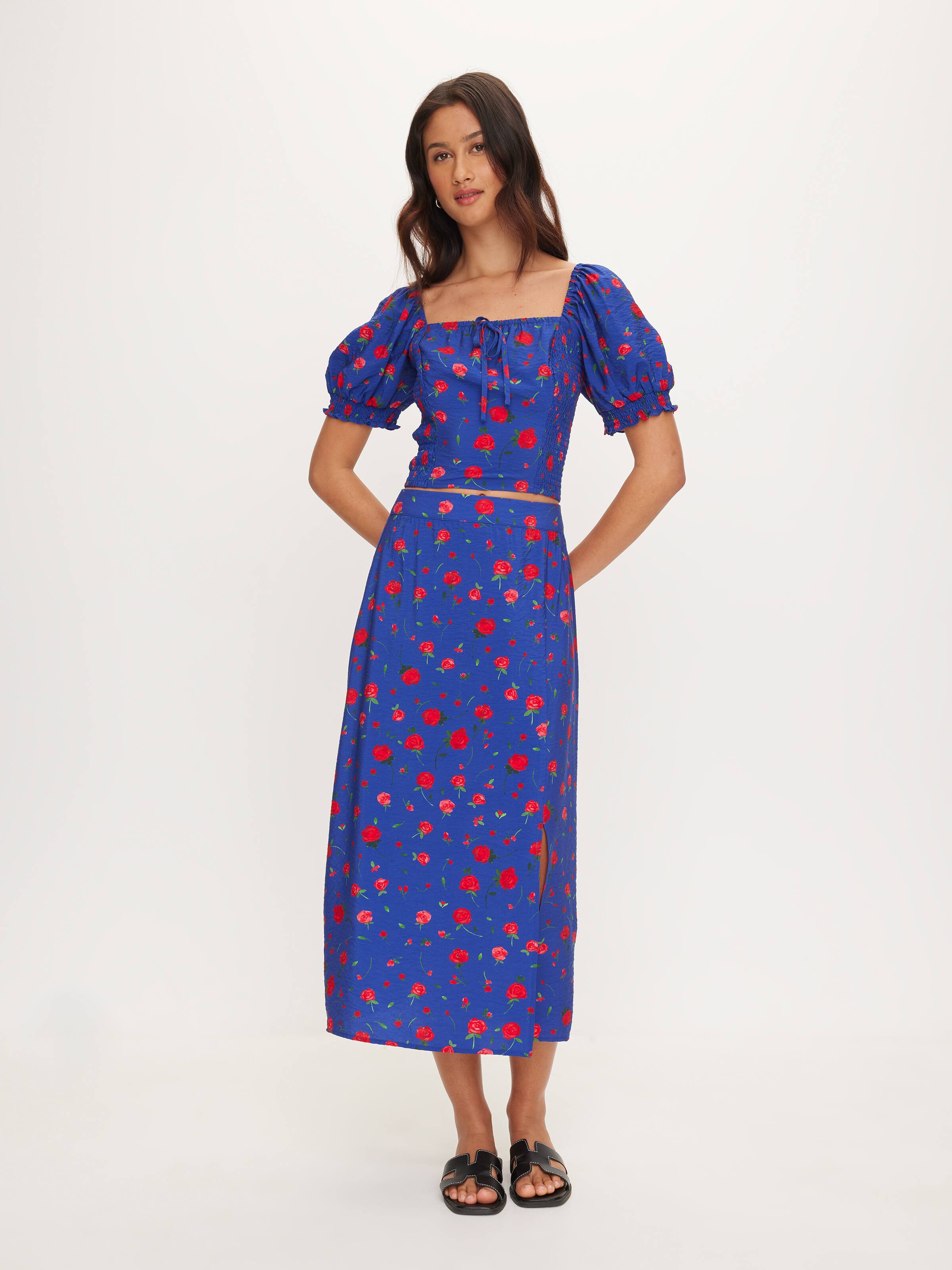 Rose Short Sleeve Shirred Blouse