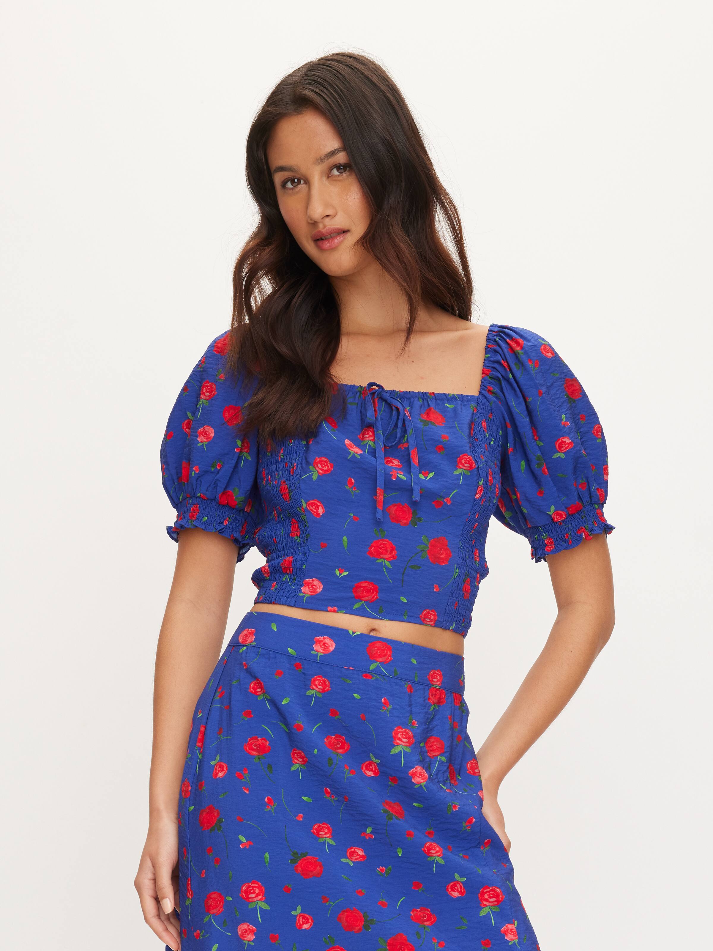 Rose Short Sleeve Shirred Blouse