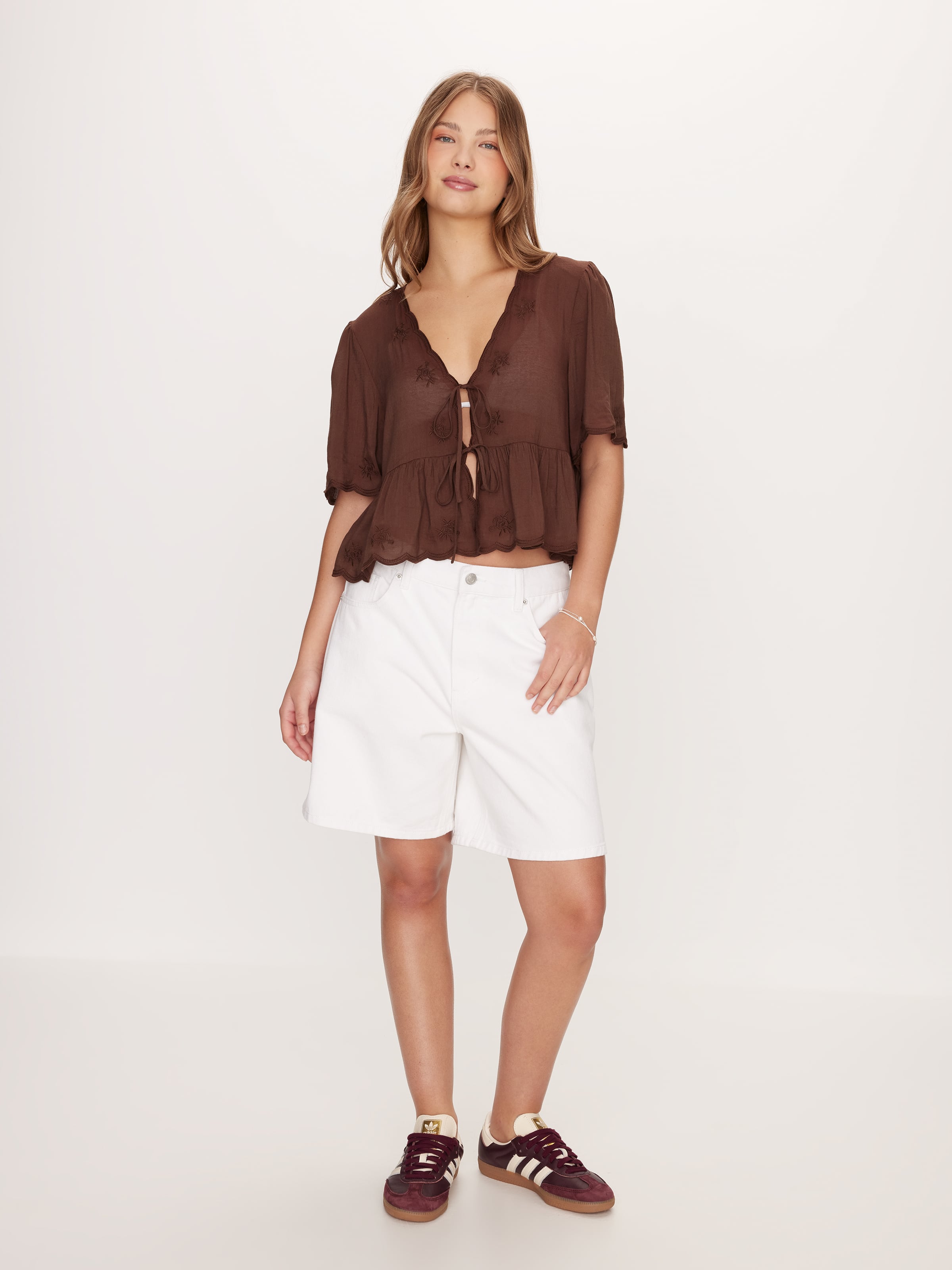 Perry Tie Front Short Sleeve Top