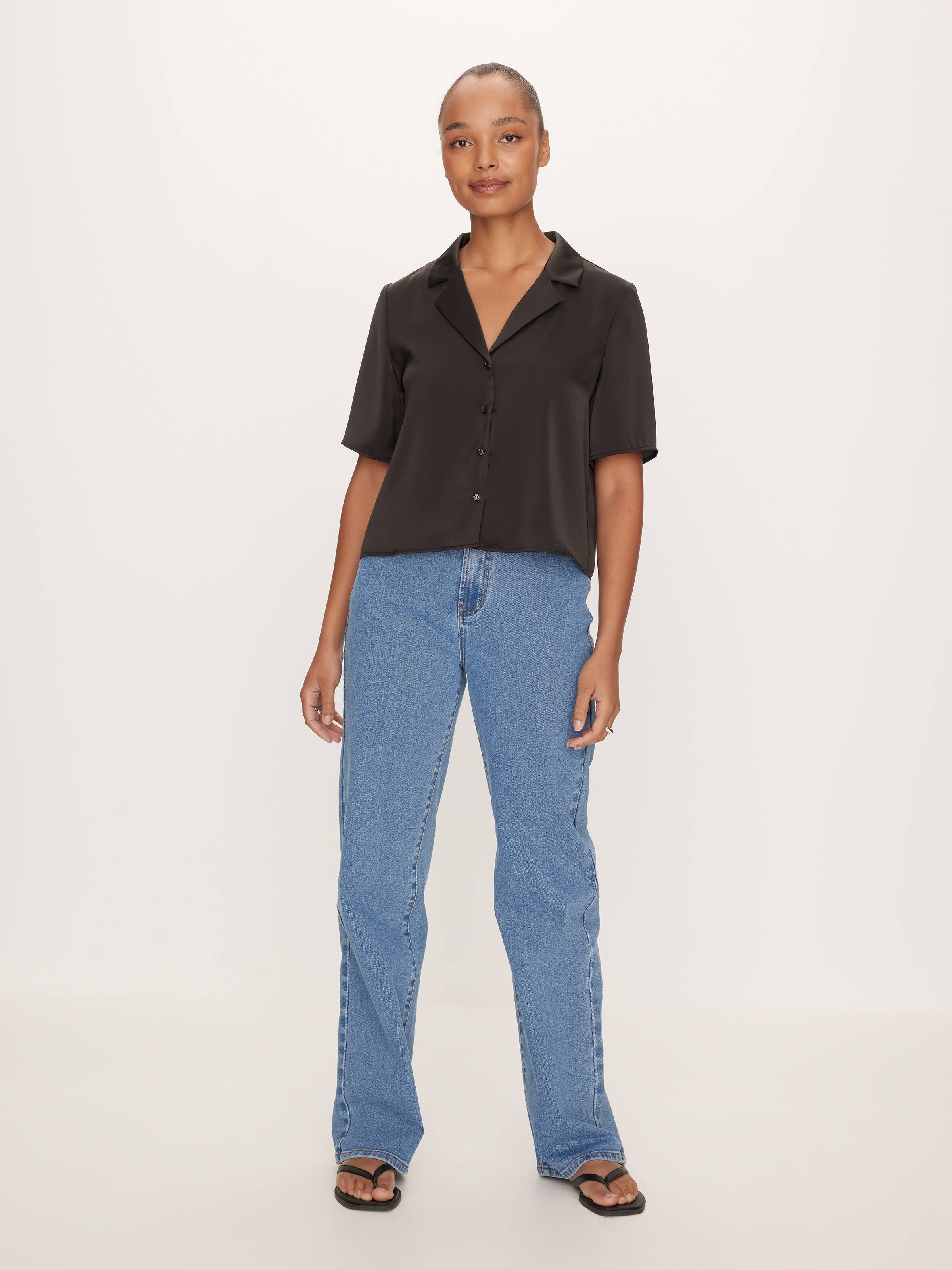 Sabrina Short Sleeve Satin Shirt