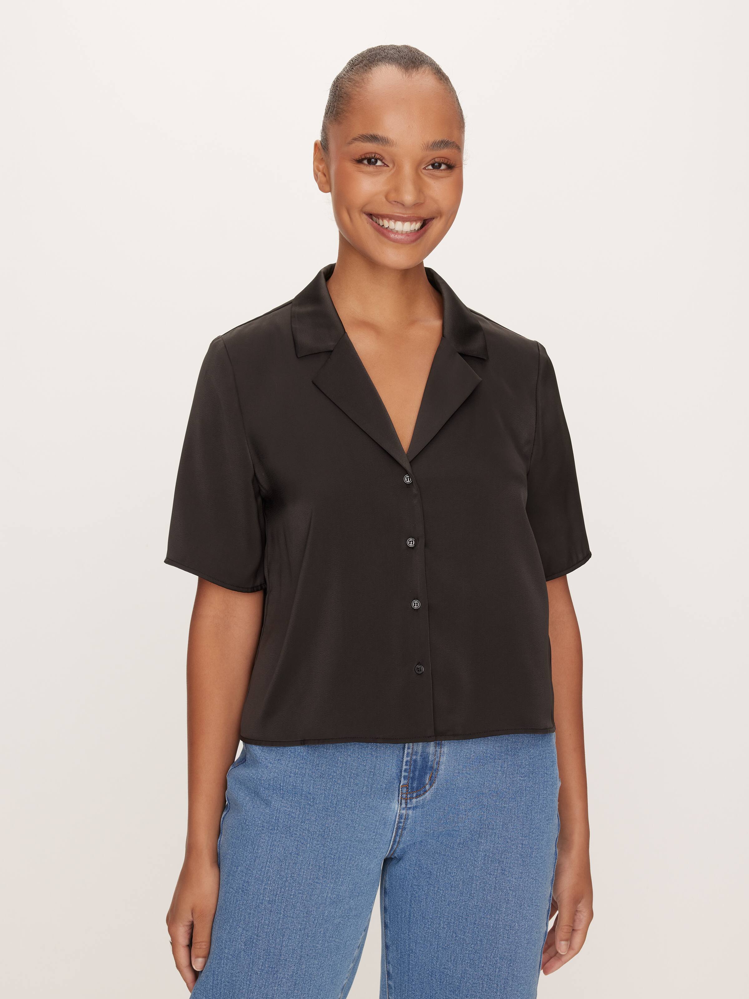 Sabrina Short Sleeve Satin Shirt