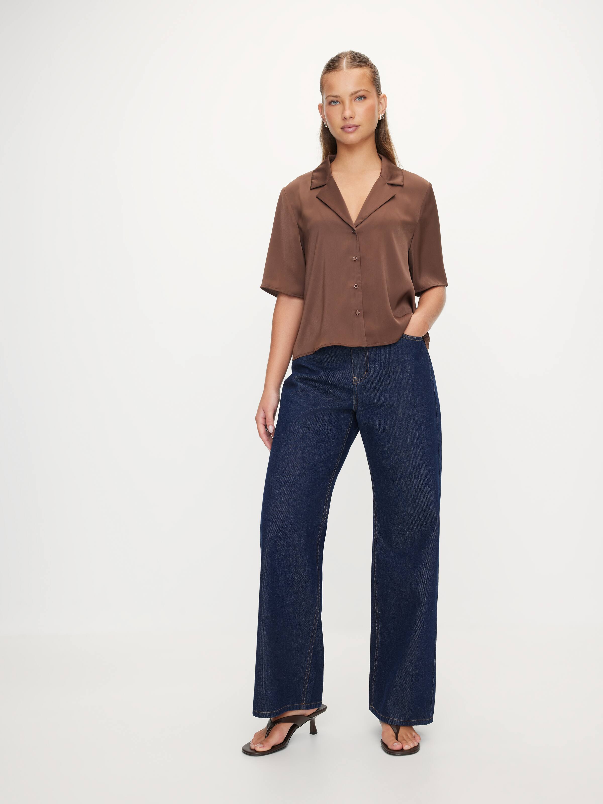 Sabrina Short Sleeve Satin Shirt