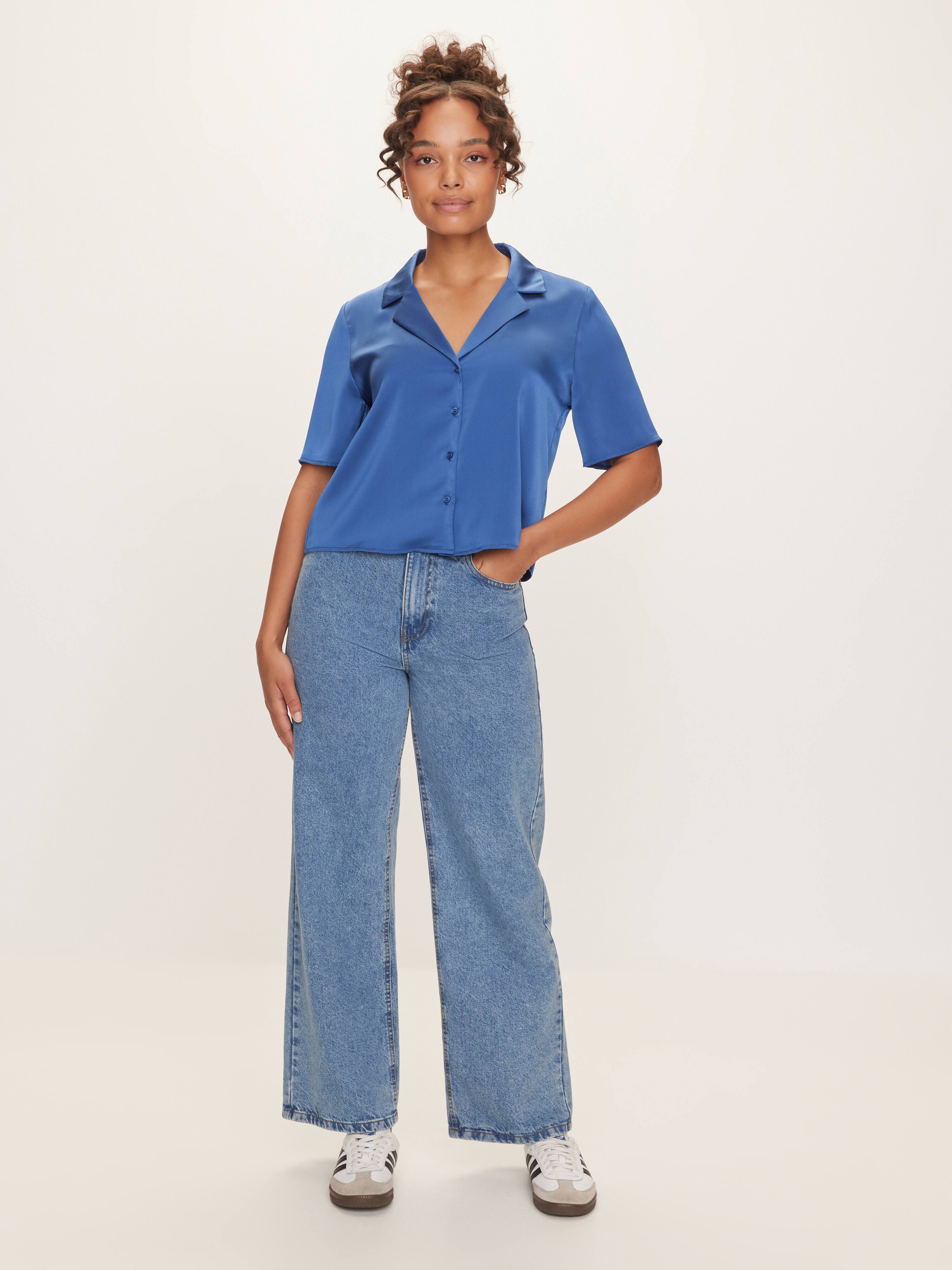 Sabrina Short Sleeve Satin Shirt