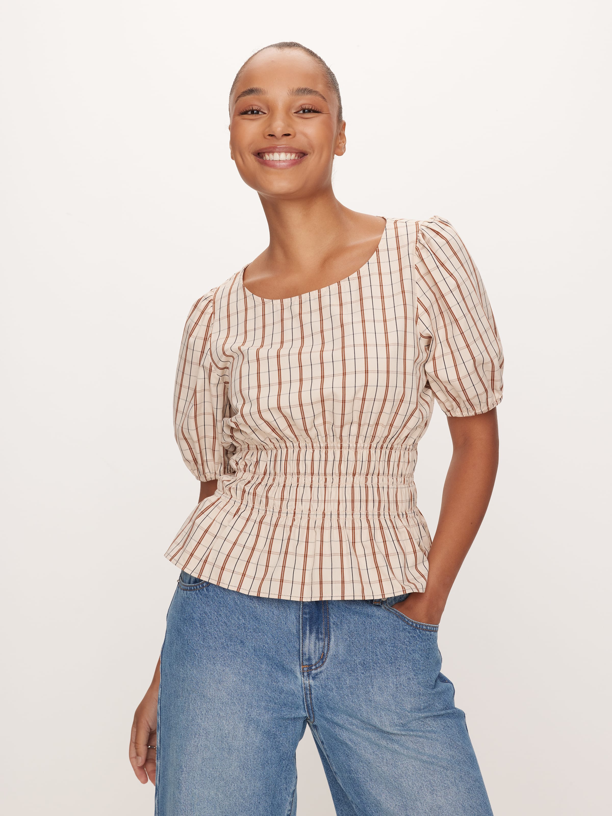 Sutton Shirred Short Sleeve Top