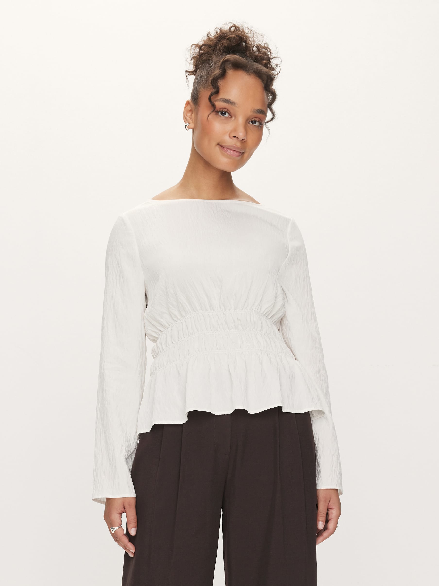 Lainey Long Sleeve Shirred Top