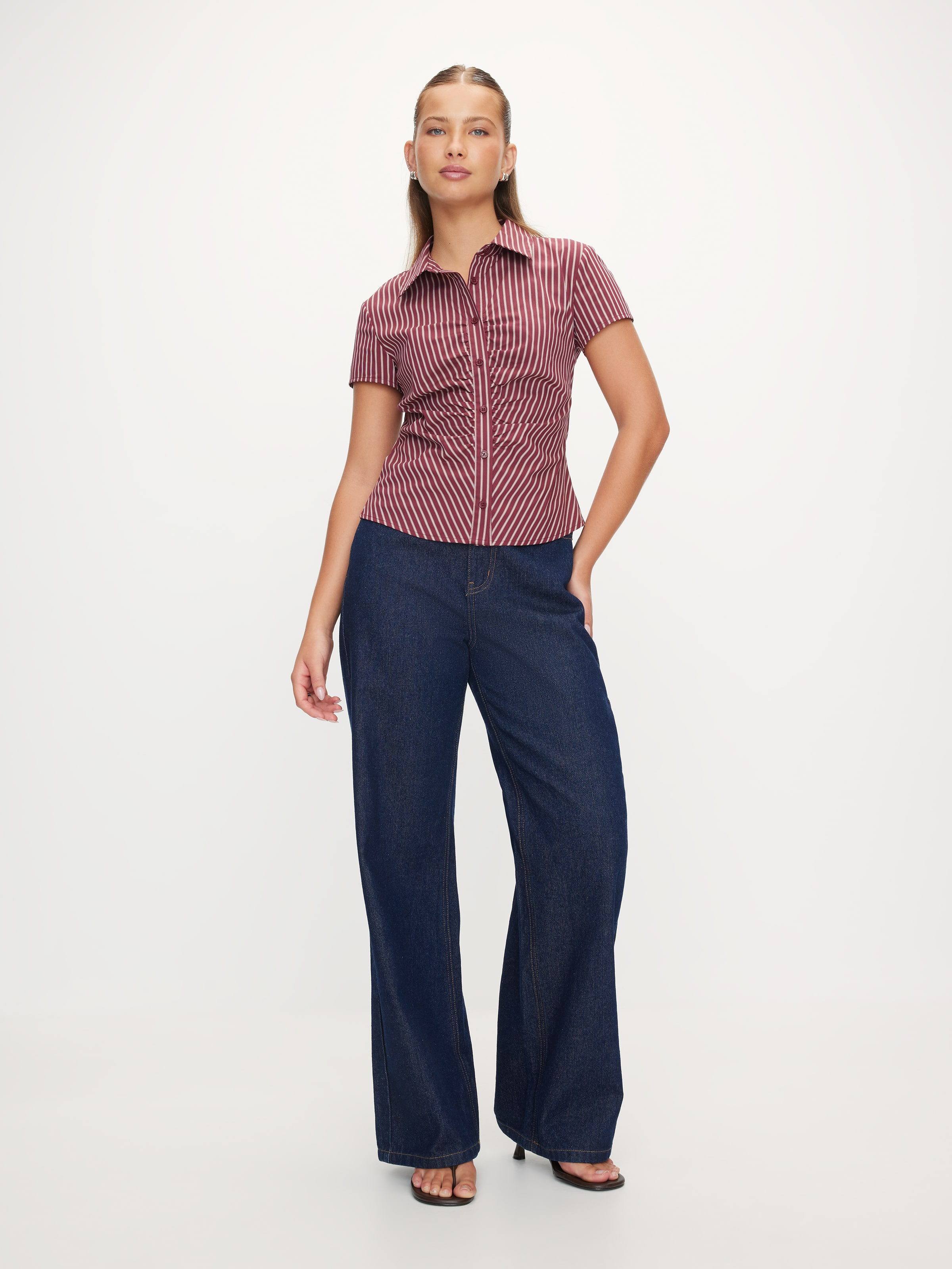 V Gabbie Ss Gathered Shirt