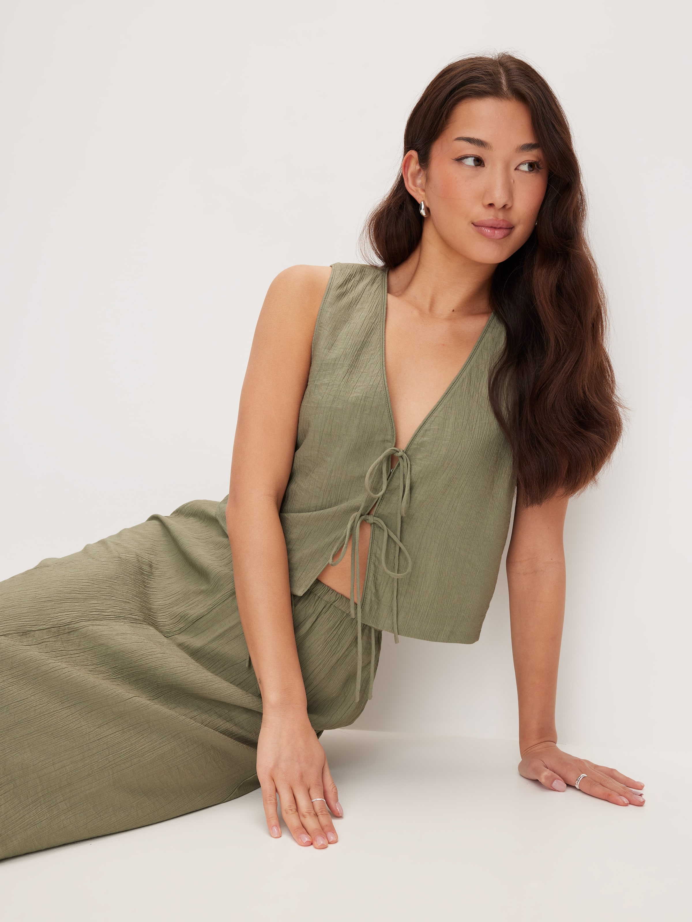 Tia Textured Tie Top