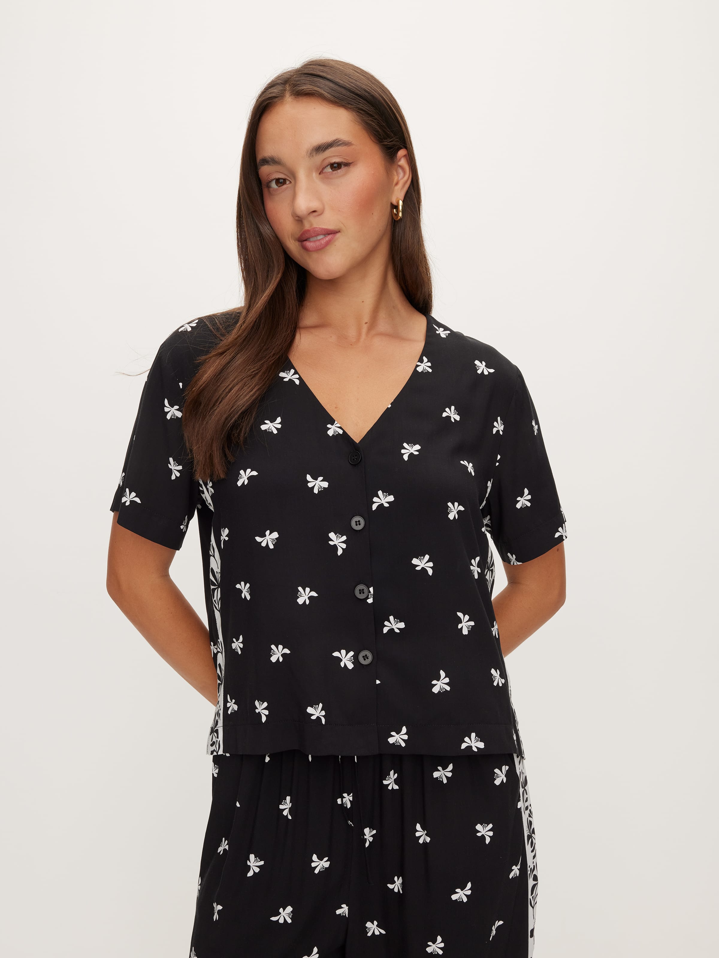 Ash Button Through Top
