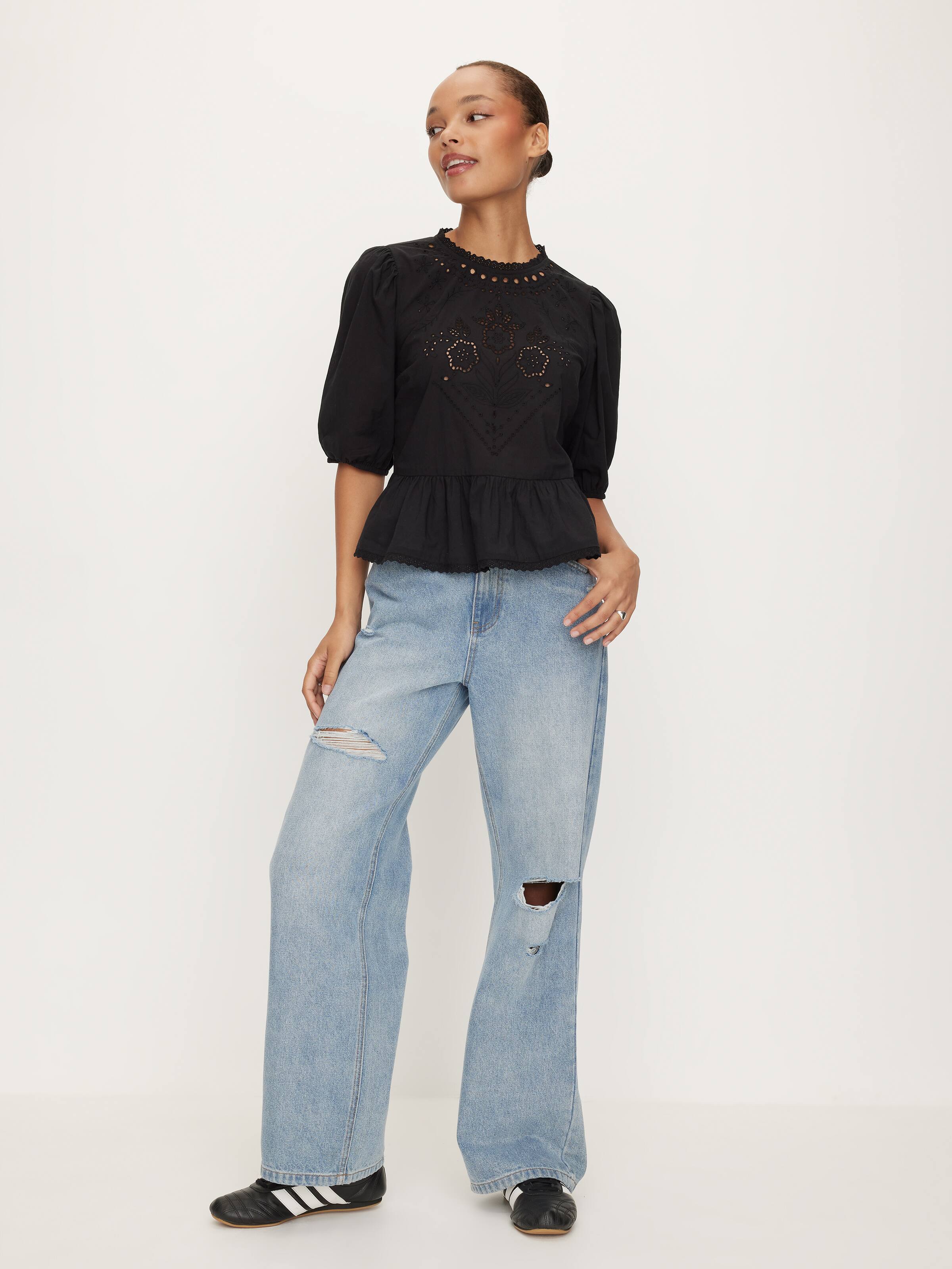 Romy Broderie Frill Hem Top