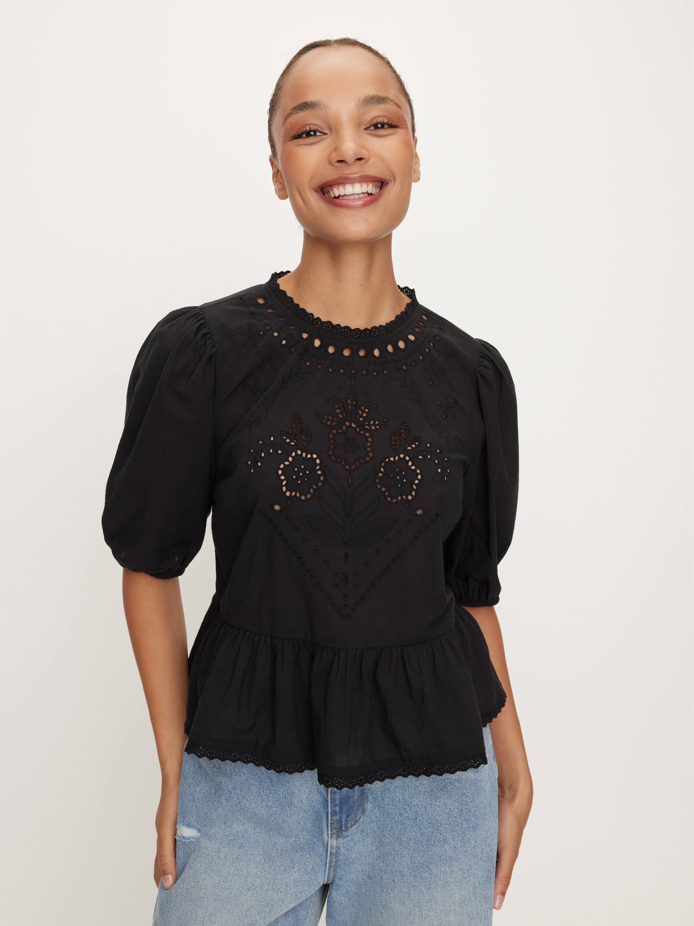 Romy Broderie Frill Hem Top