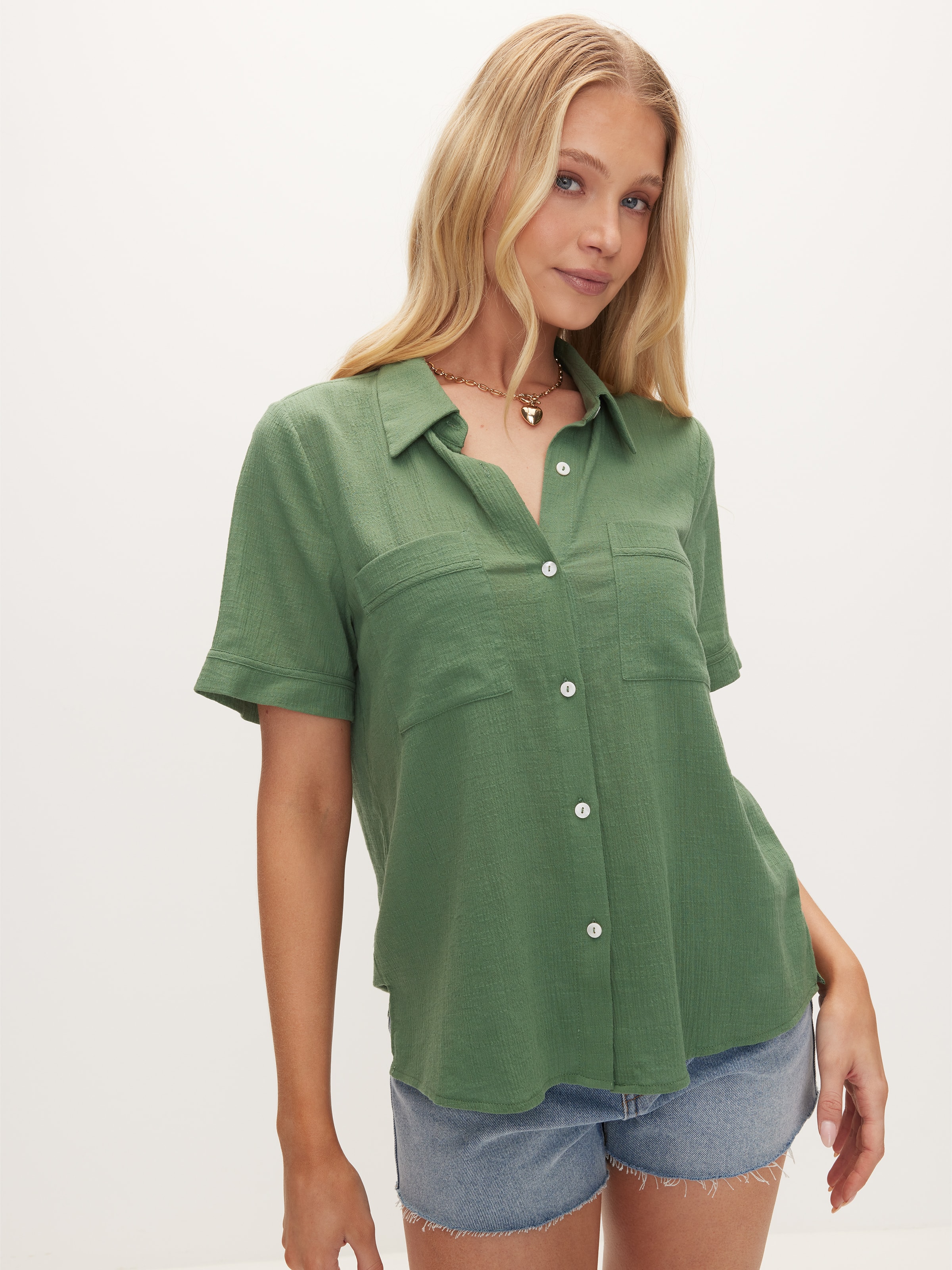 Image for Casey Short Sleeve Crinkle Shirt from JustGroupNZ