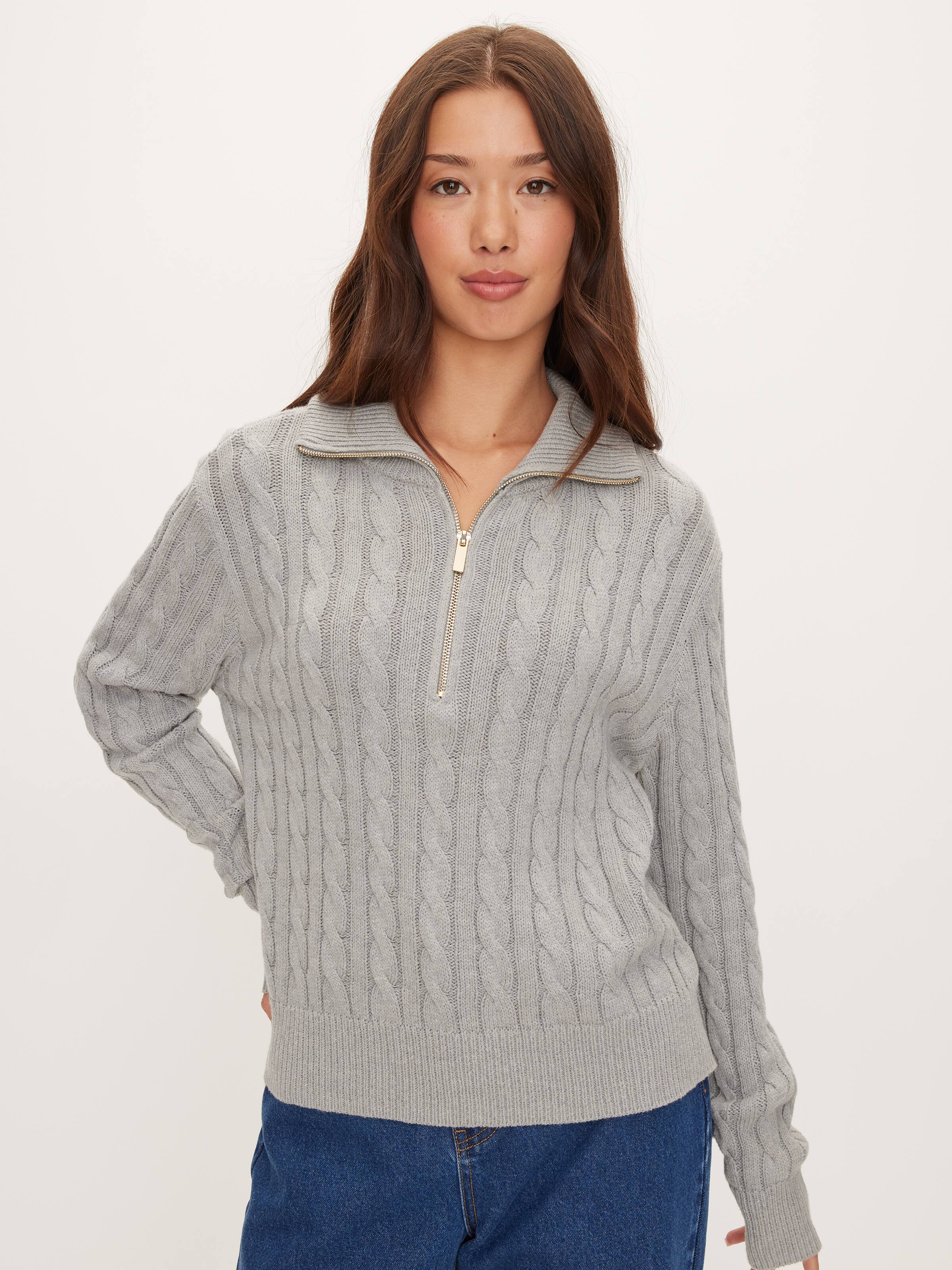 Cable Quarter Zip Knit