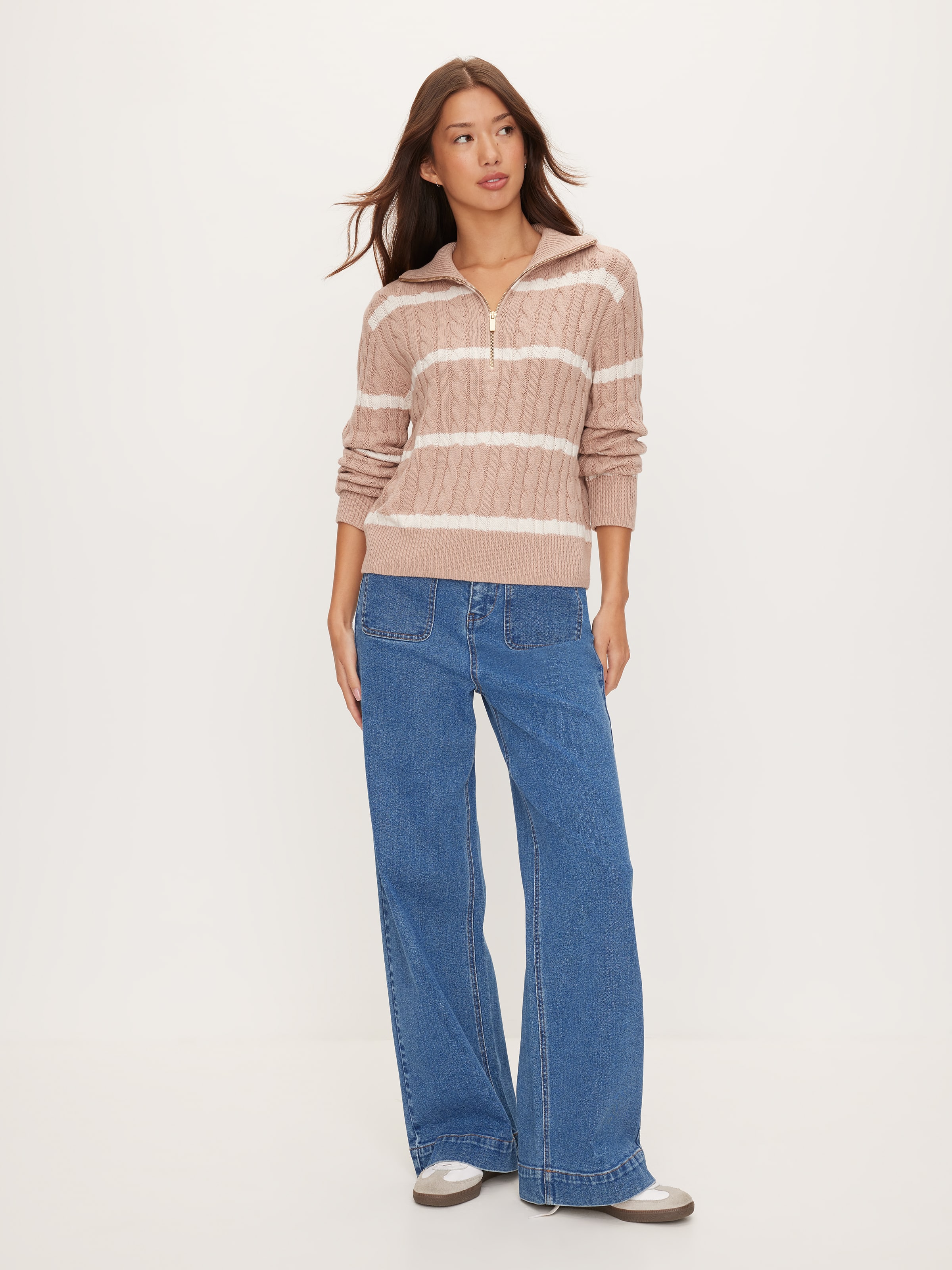 Cable Quarter Zip Knit