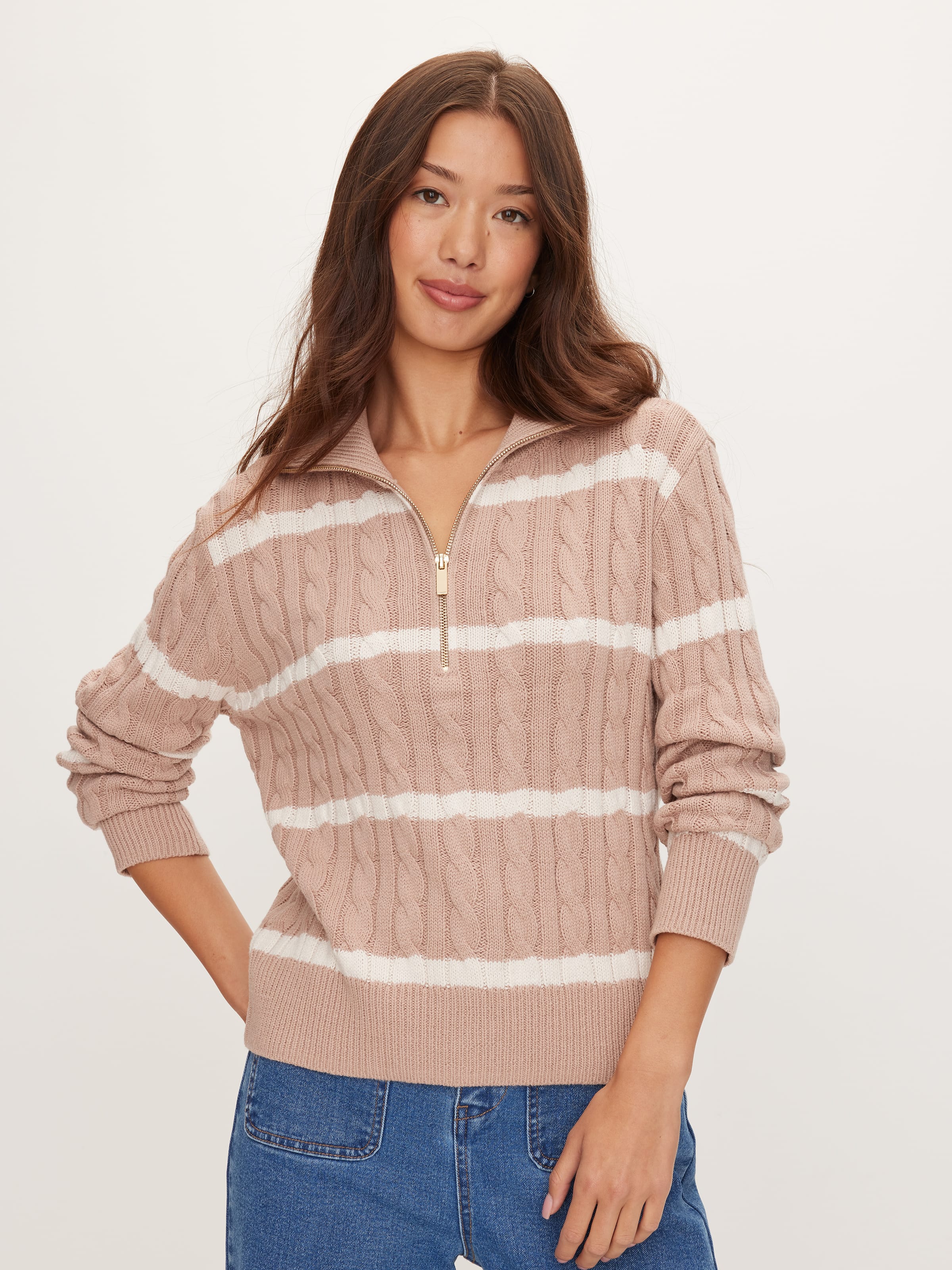 Cable Quarter Zip Knit