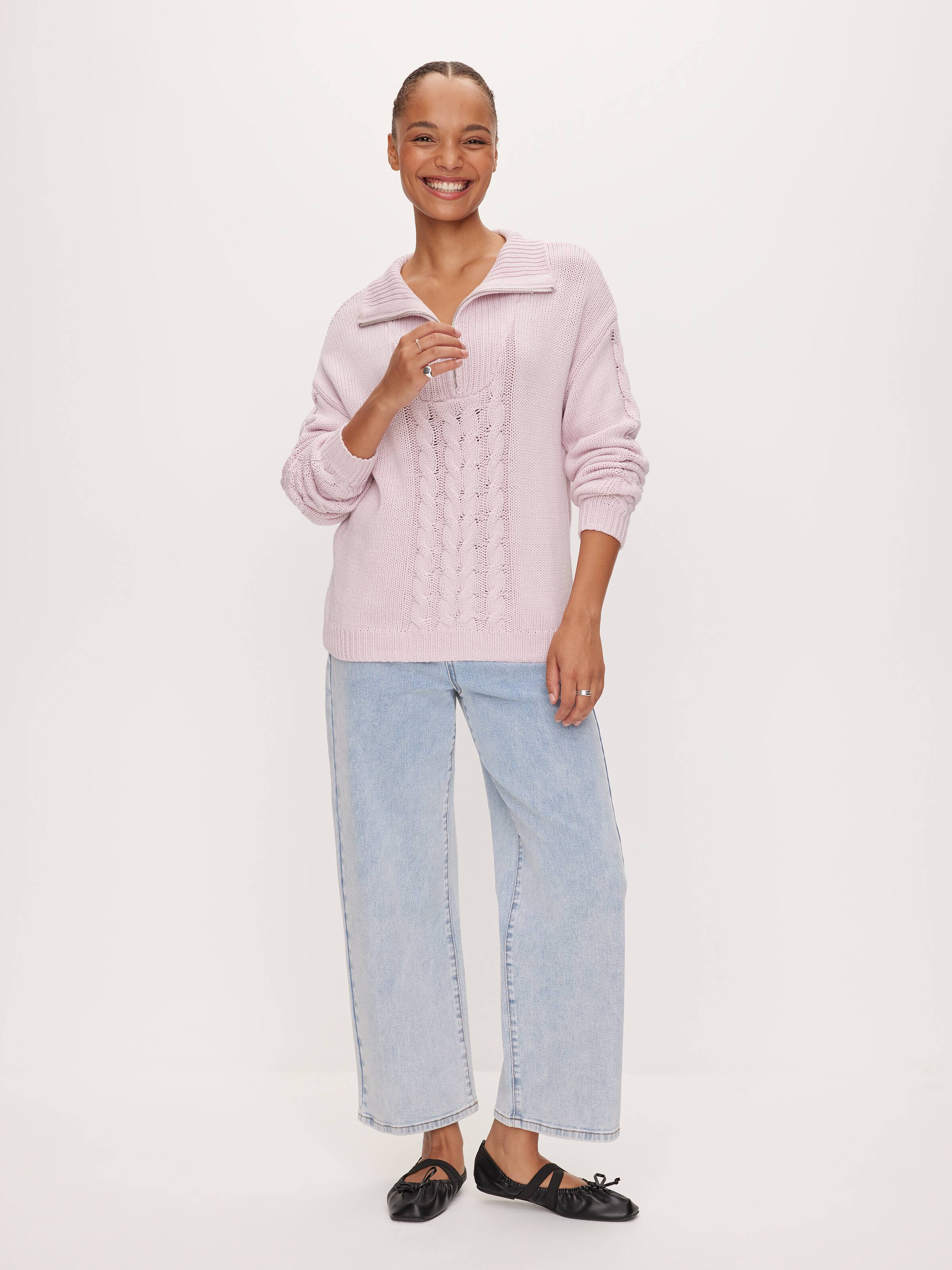 Fashion Quarter Zip Cable Knit