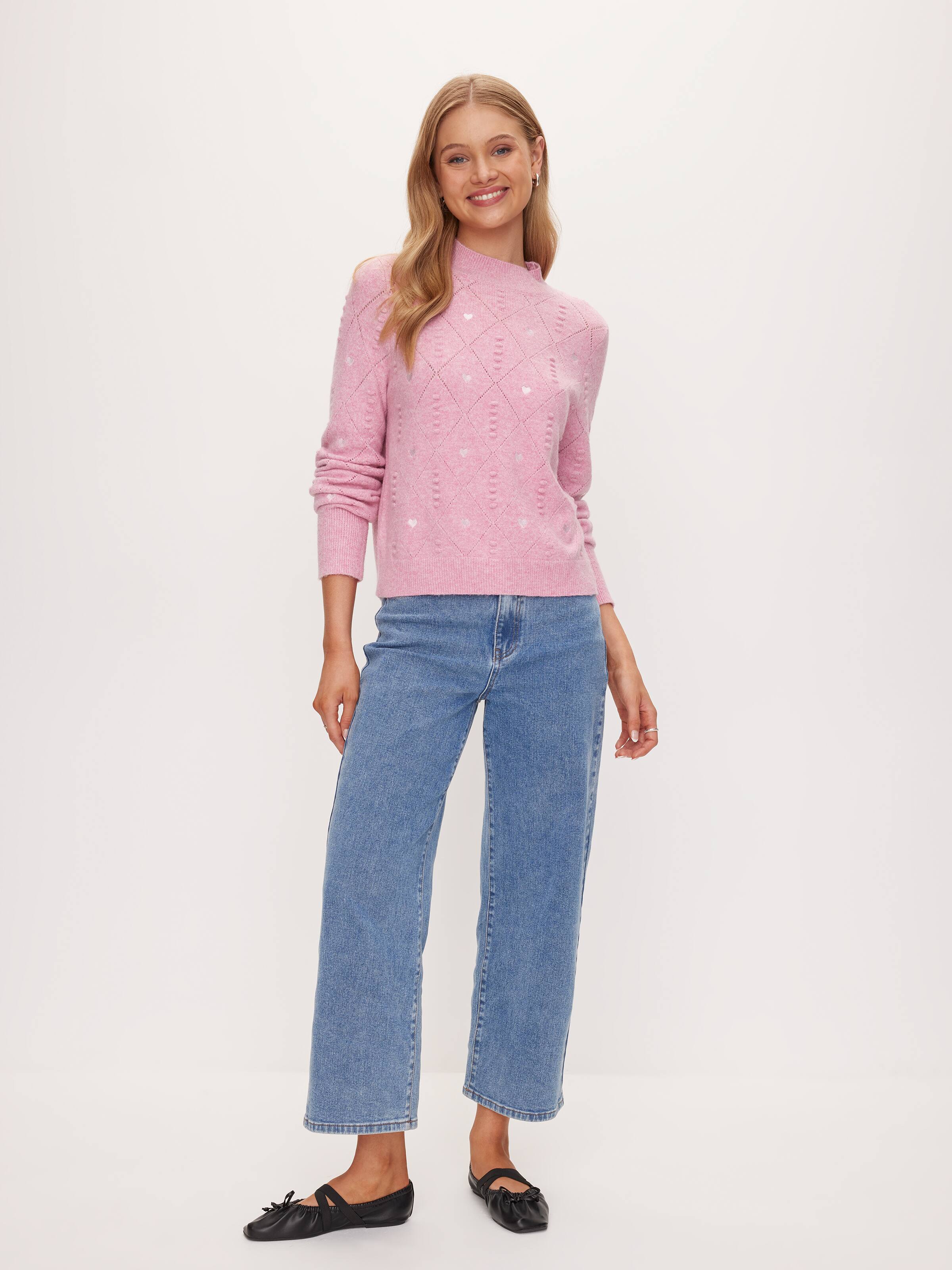 Embroidered Heart Knit