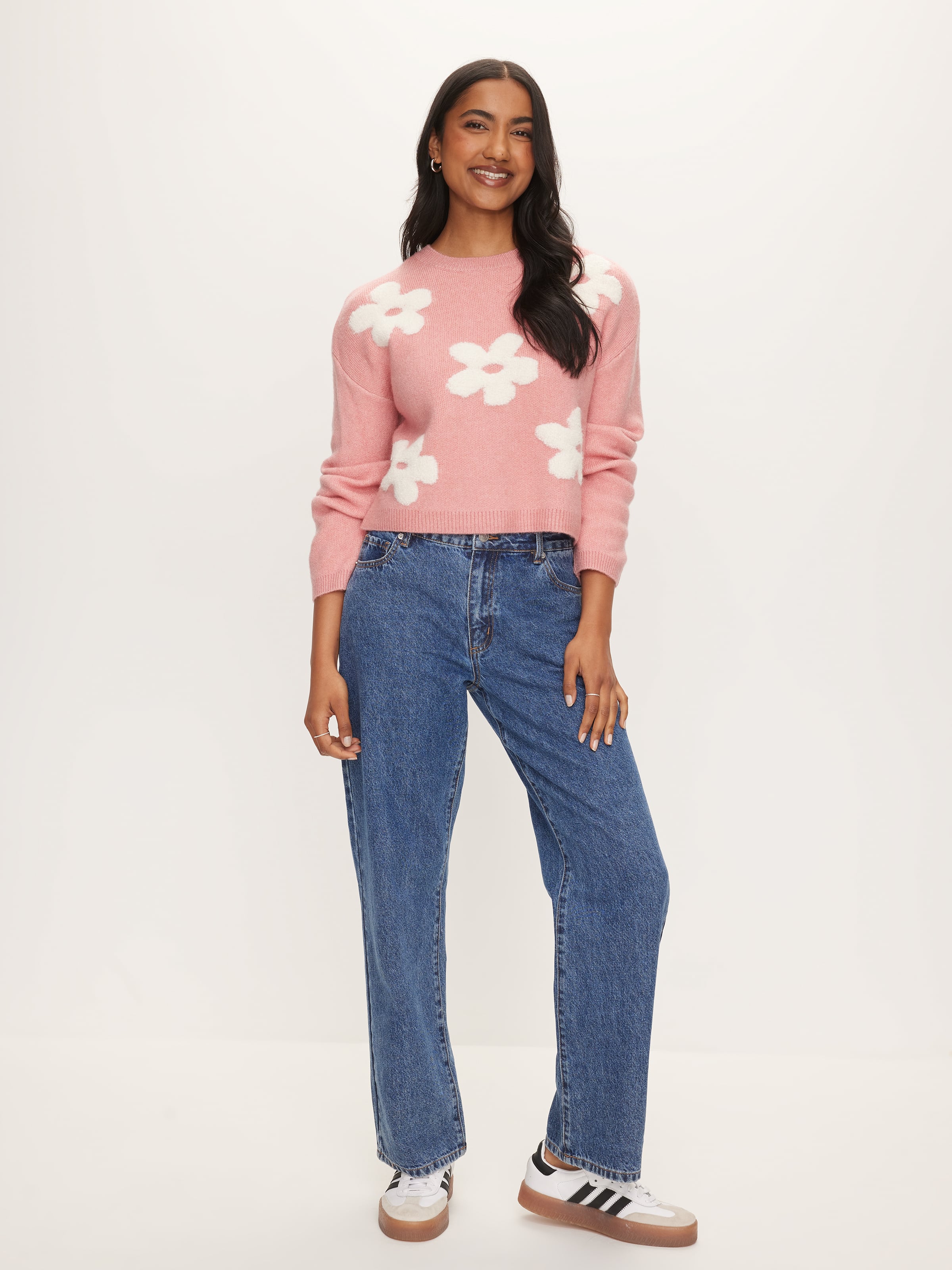 Abstract Crew Neck Long Sleeve Knit