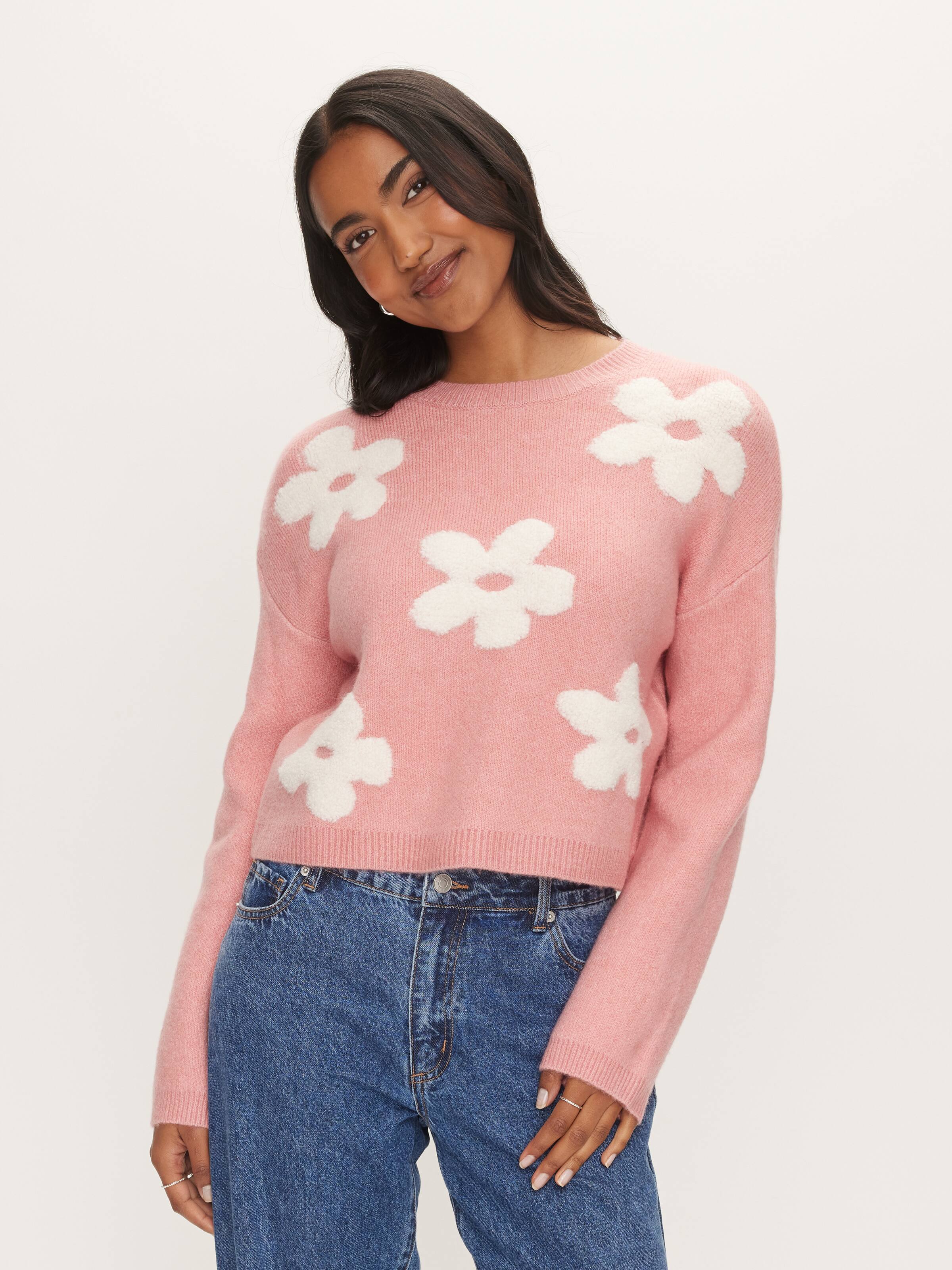 Abstract Crew Neck Long Sleeve Knit