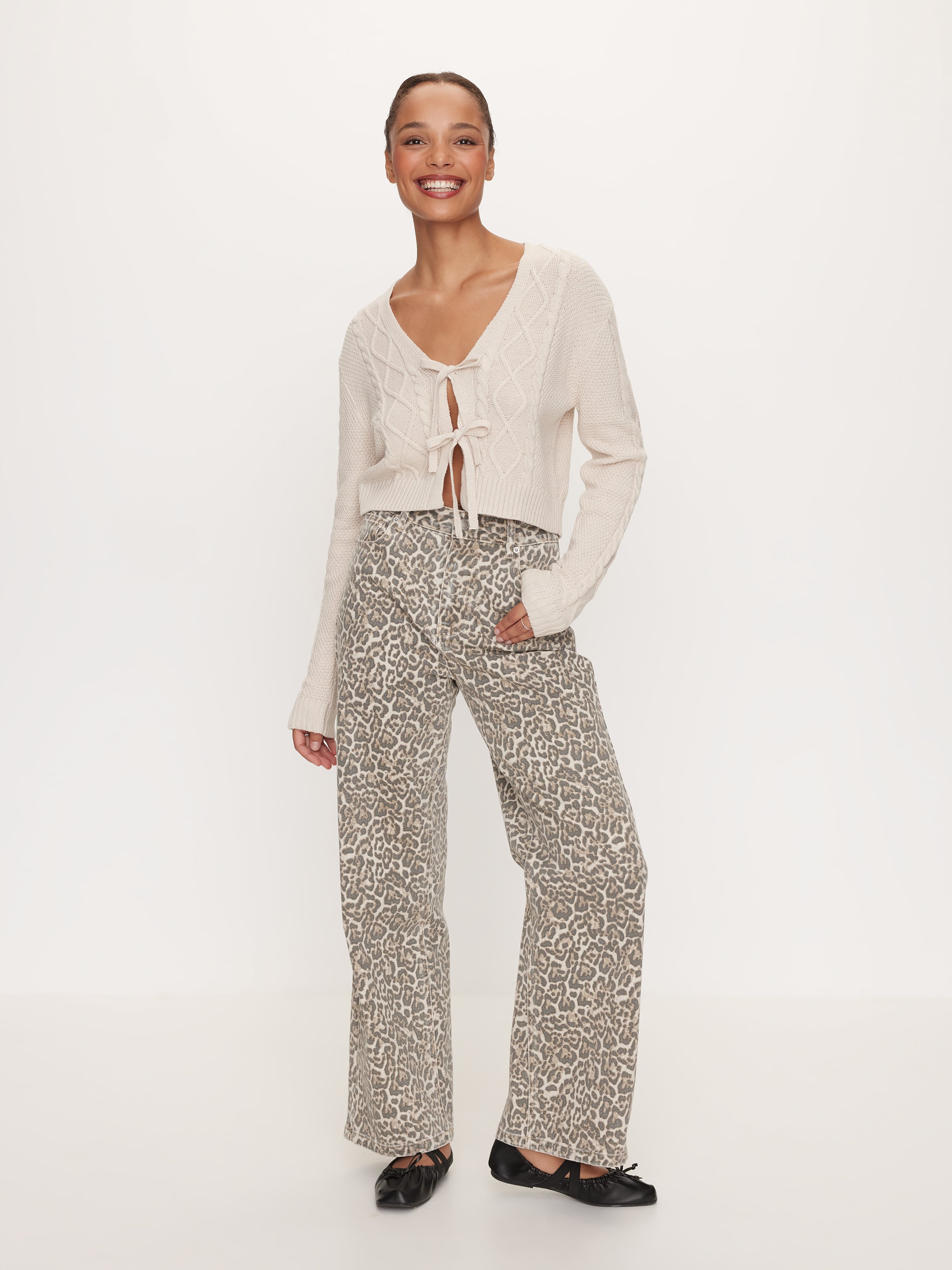 Dolly Tie Front Cable Cardi