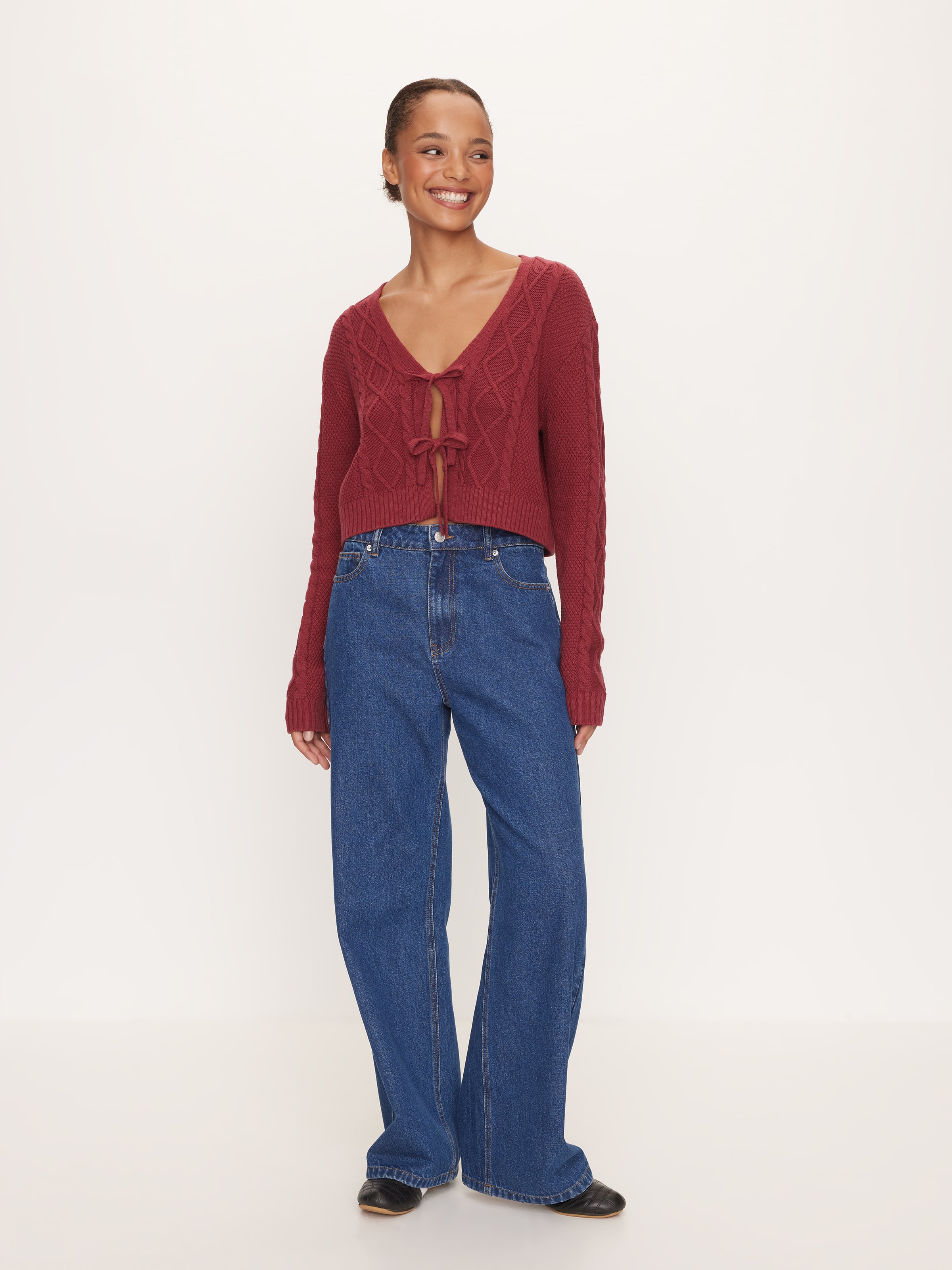 Dolly Tie Front Cable Cardi