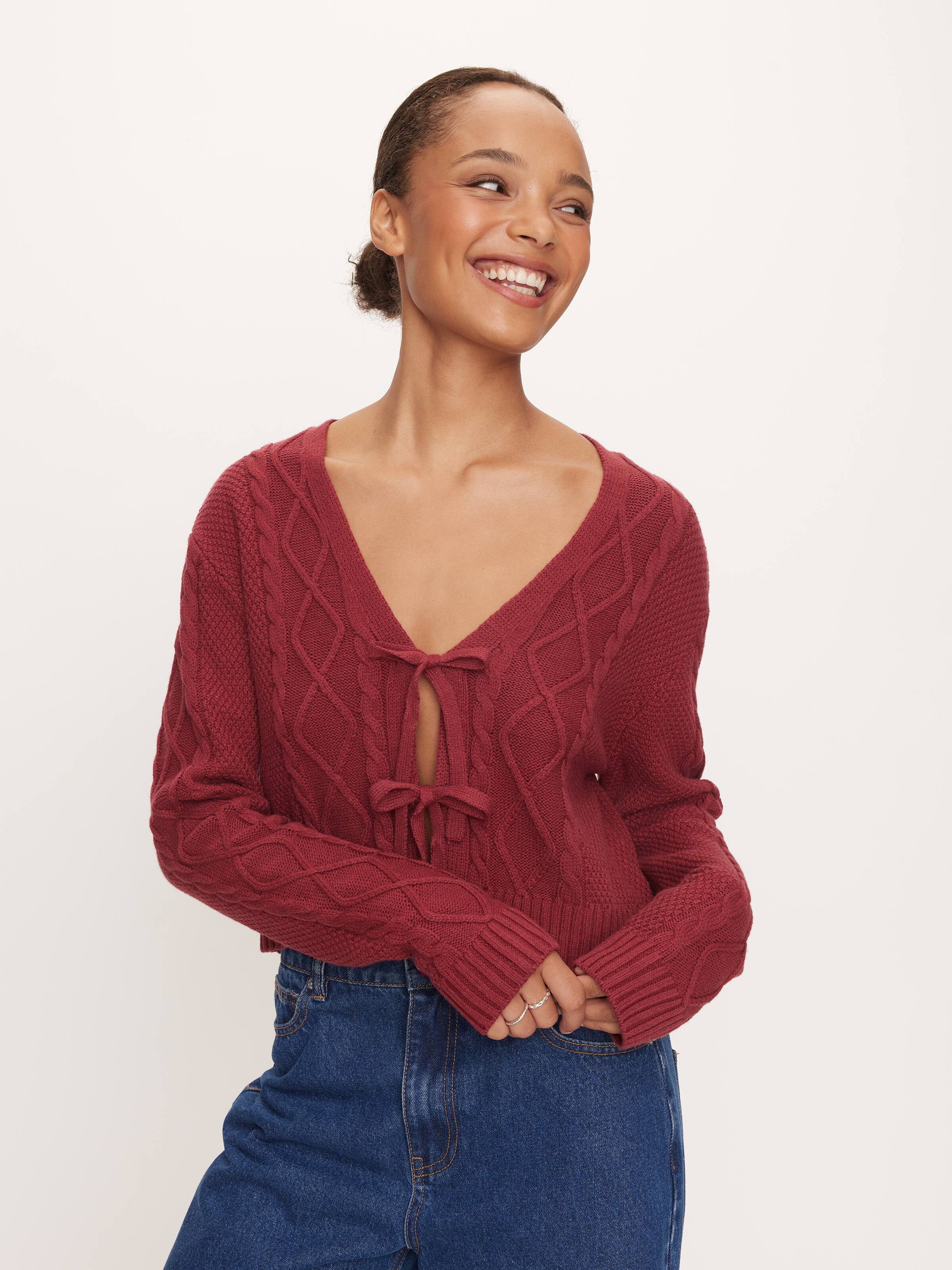 Dolly Tie Front Cable Cardi