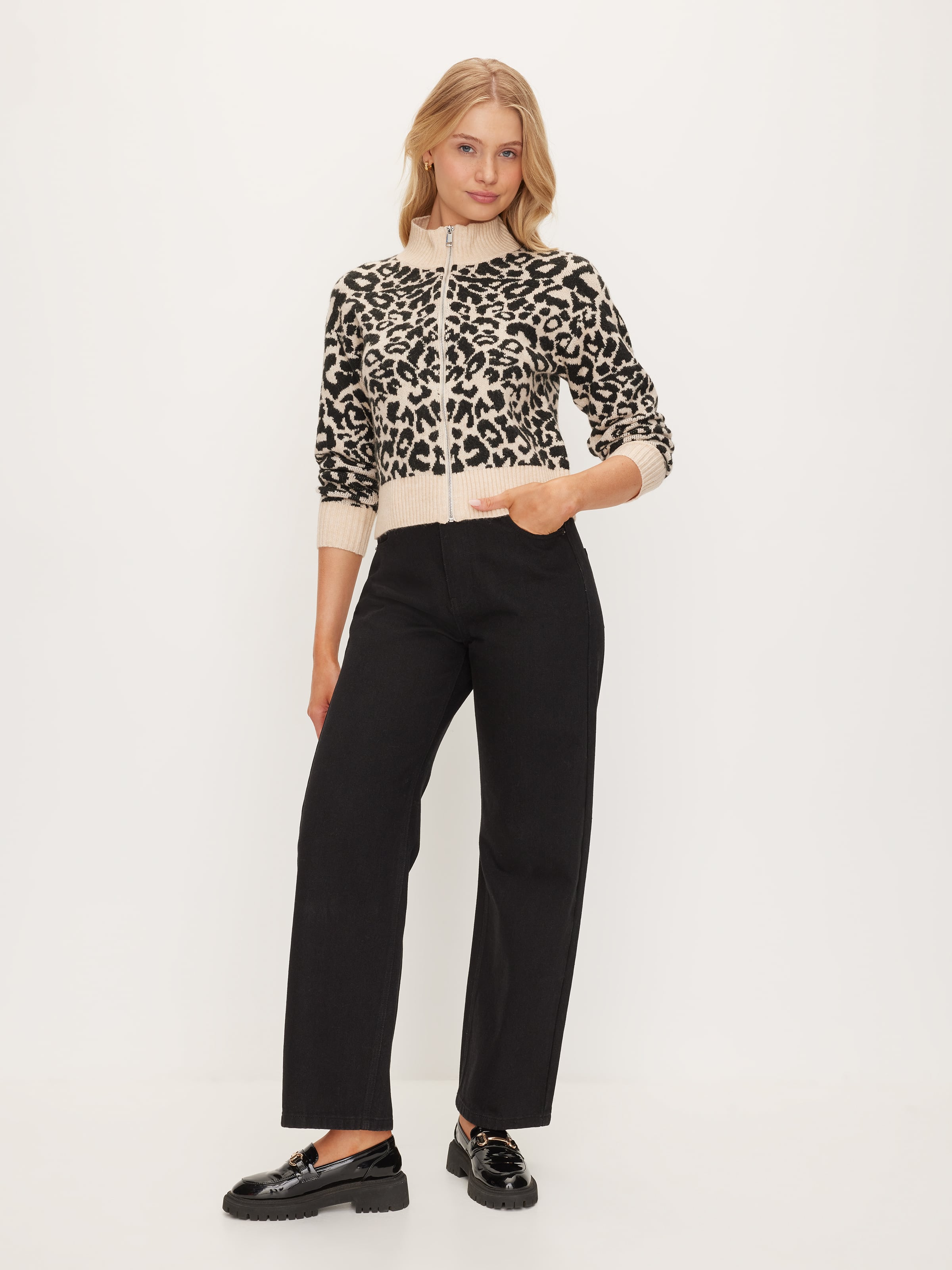 Novelty Zip Through Cardi