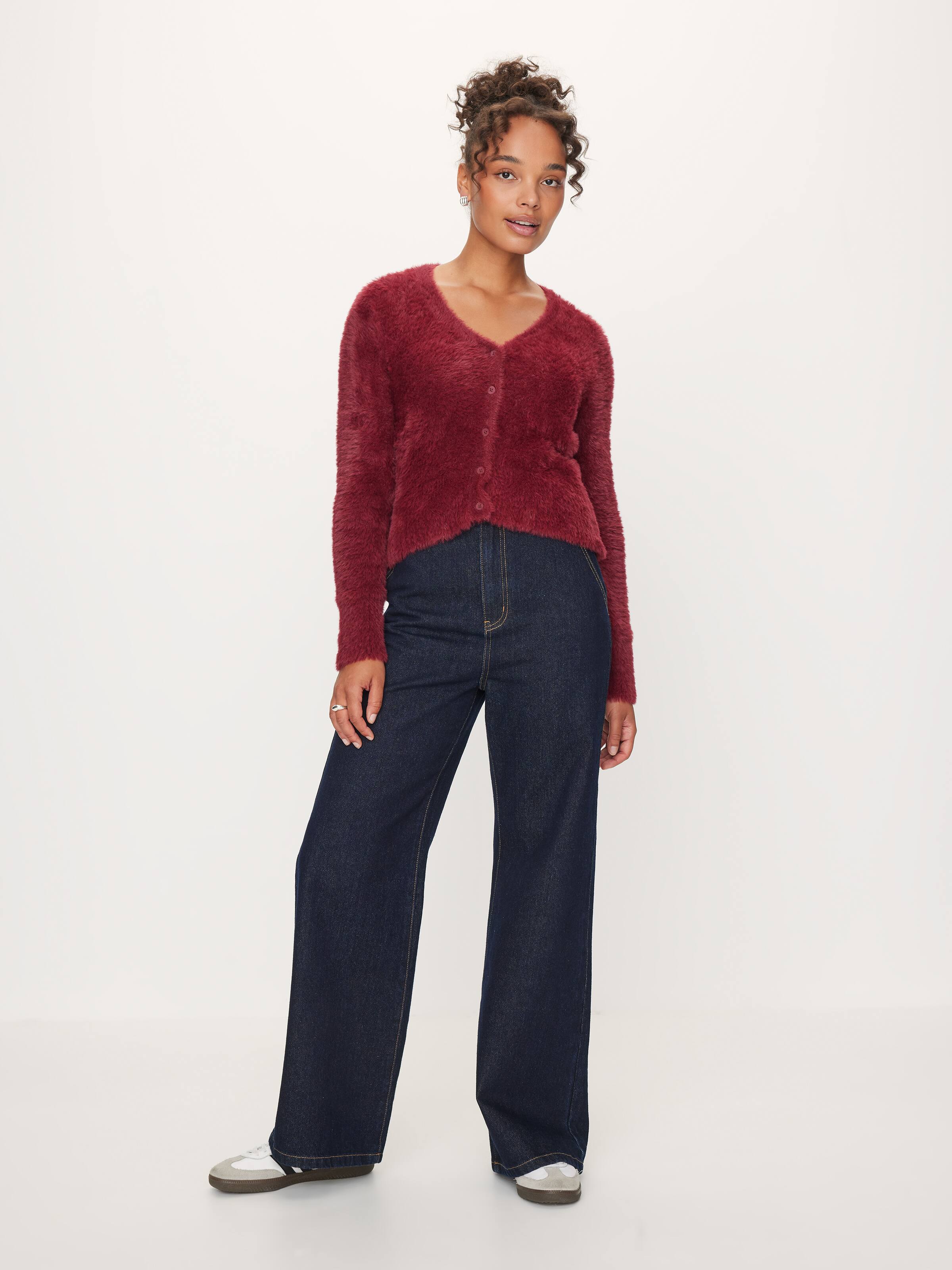 Cora V-Neck Long Sleeve Fluffy Cardi