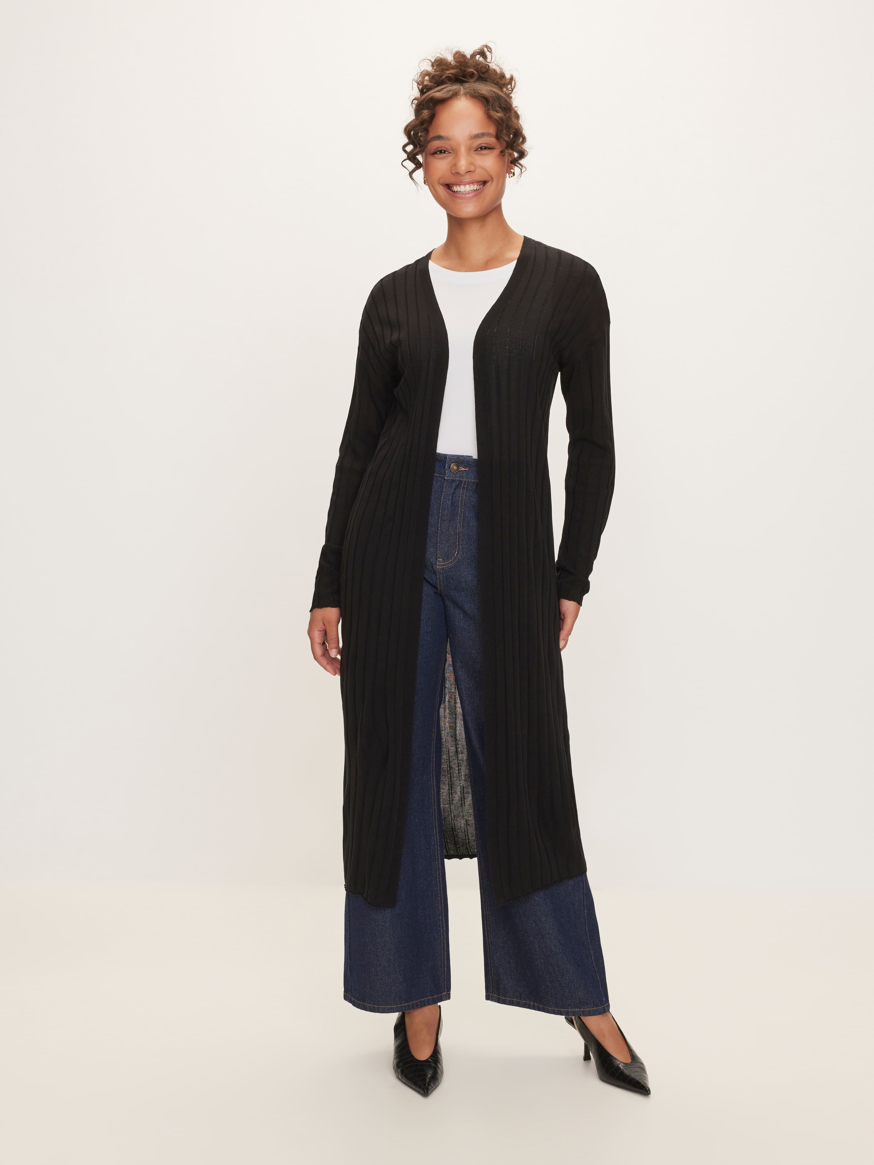 Olly Longline Rib Long Sleeve Cardi