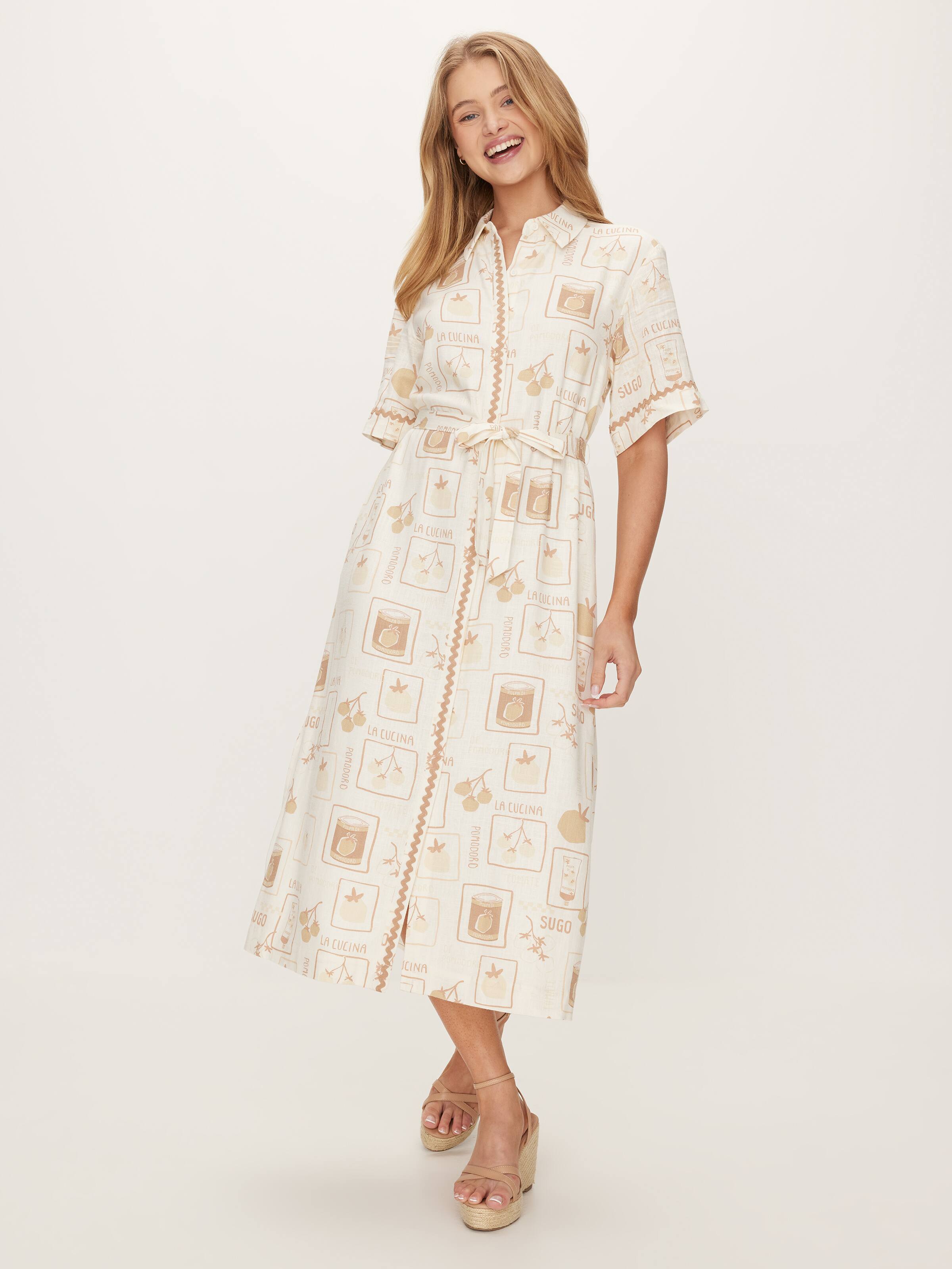 Rick Rack Shirt Midi Dress