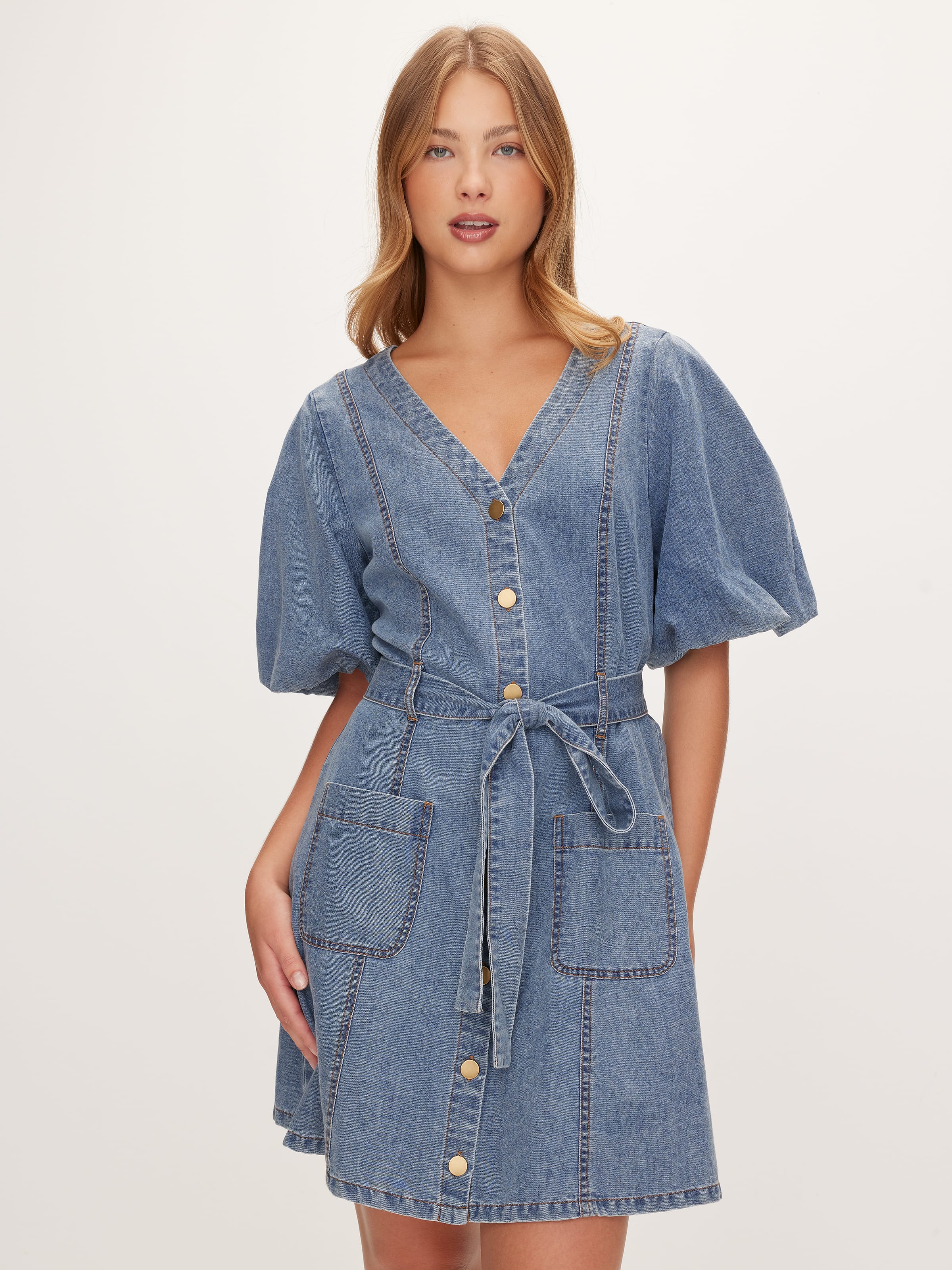 Peyton Puff Denim Mini Dress