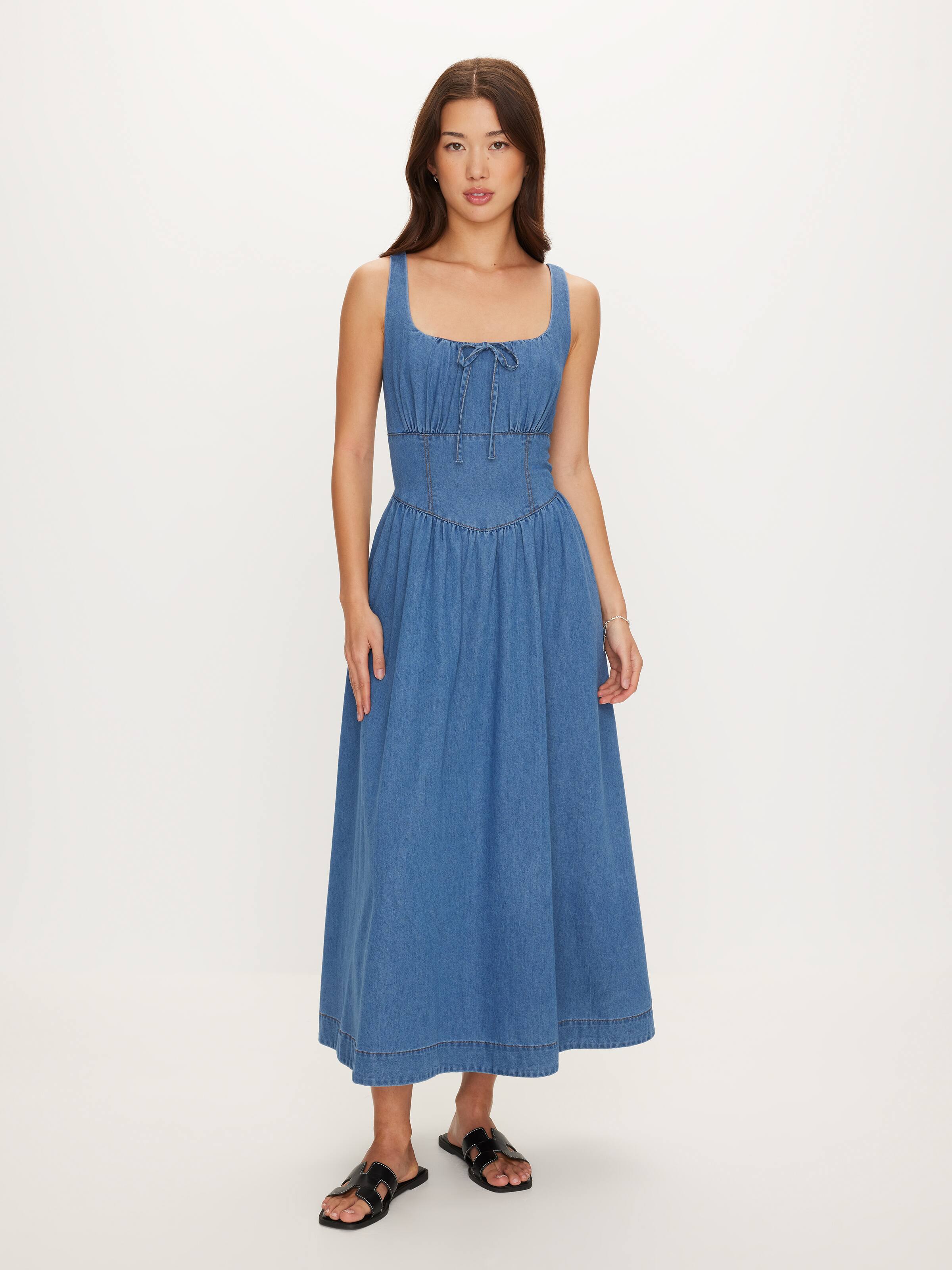 Aspen Denim Corset Midi Dress