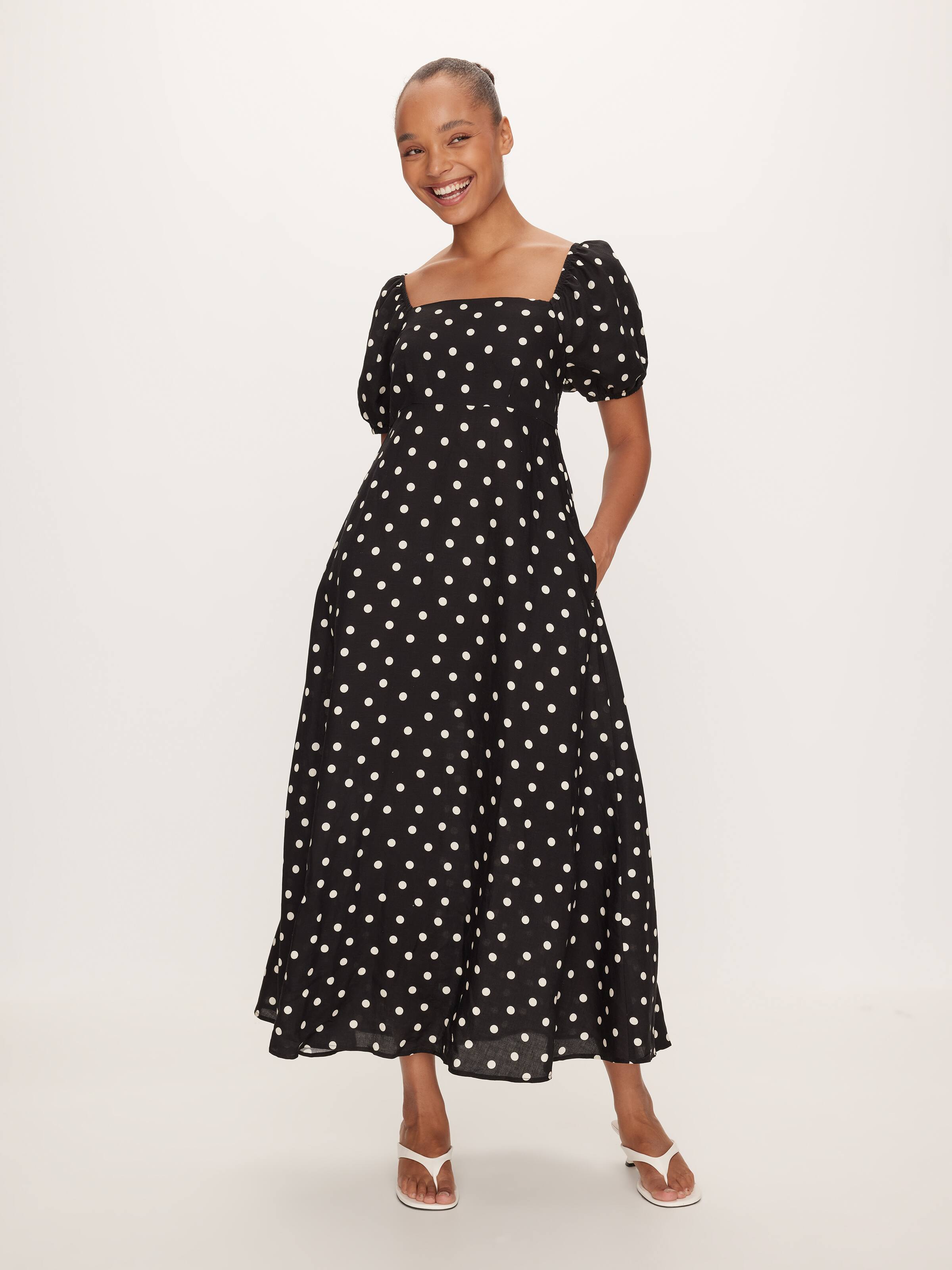 Maia Puff Sleeve Midi Dress