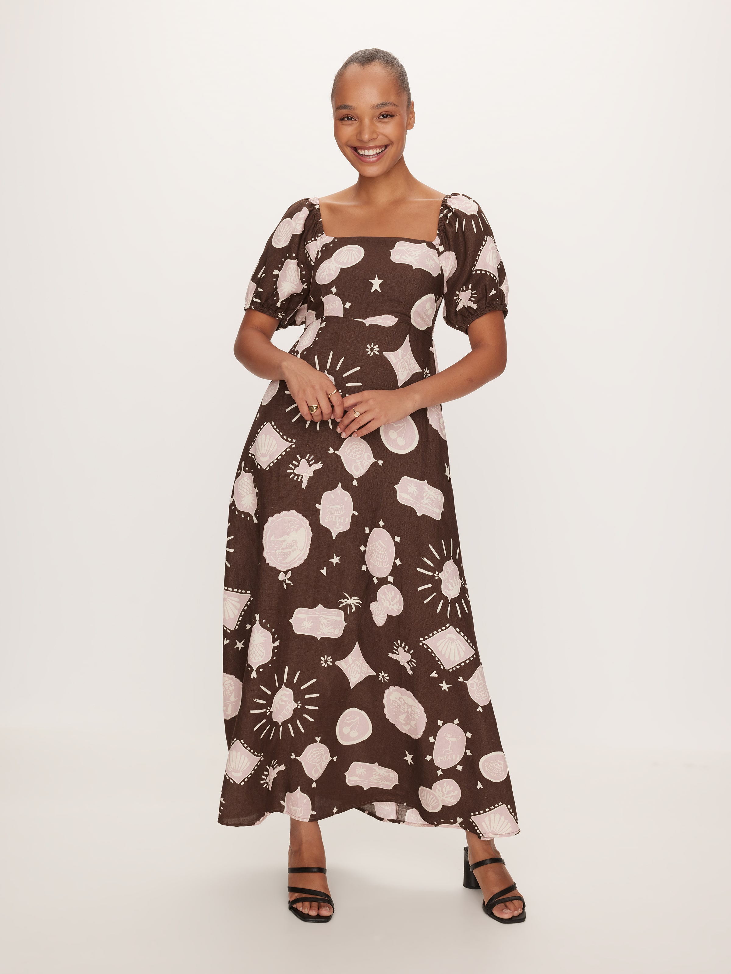 Maia Puff Sleeve Midi Dress