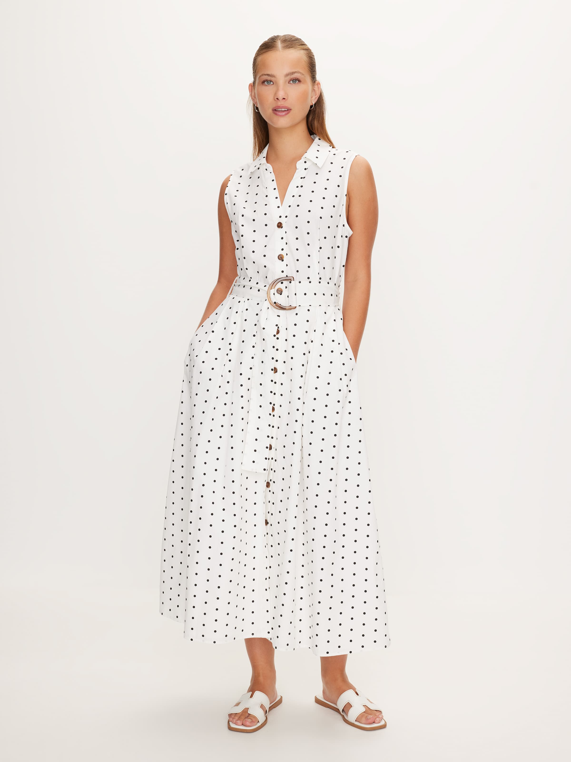 V Audra Collared S/Less Midi
