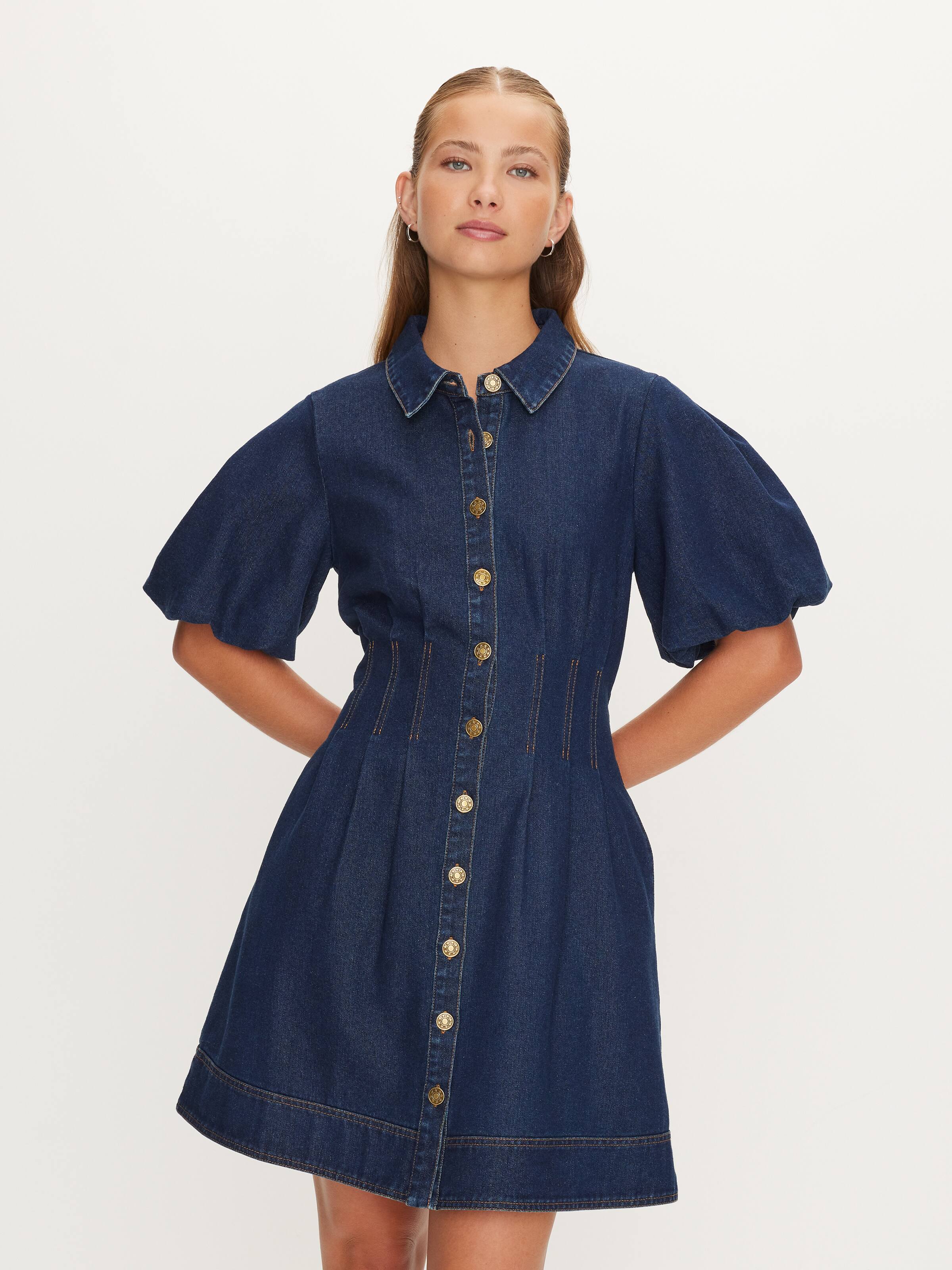 Paloma Puff Sleeve Denim Mini