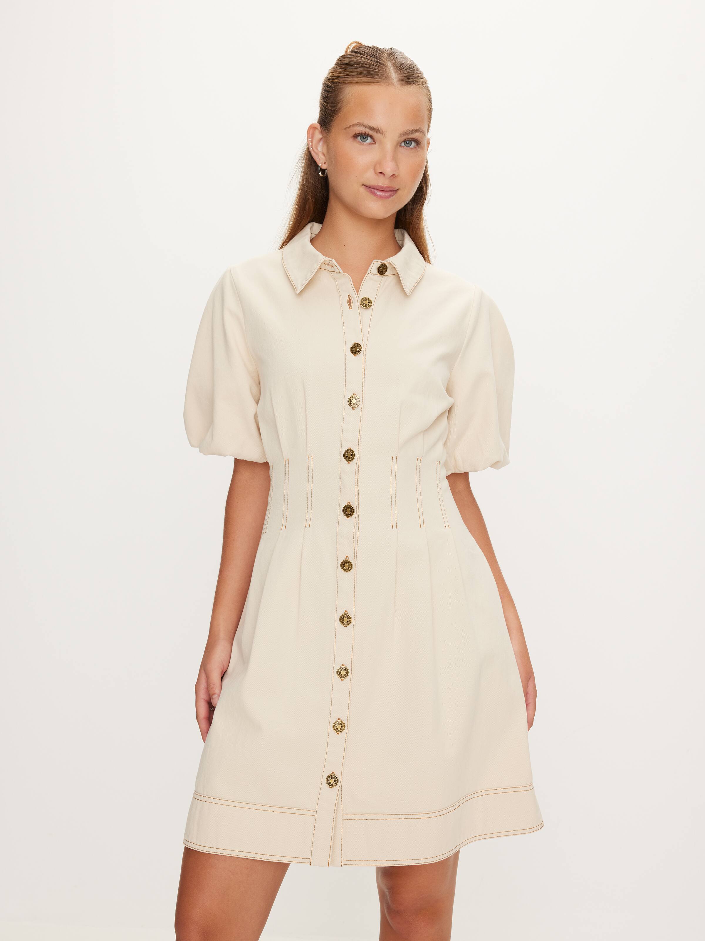 Paloma Puff Sleeve Denim Mini