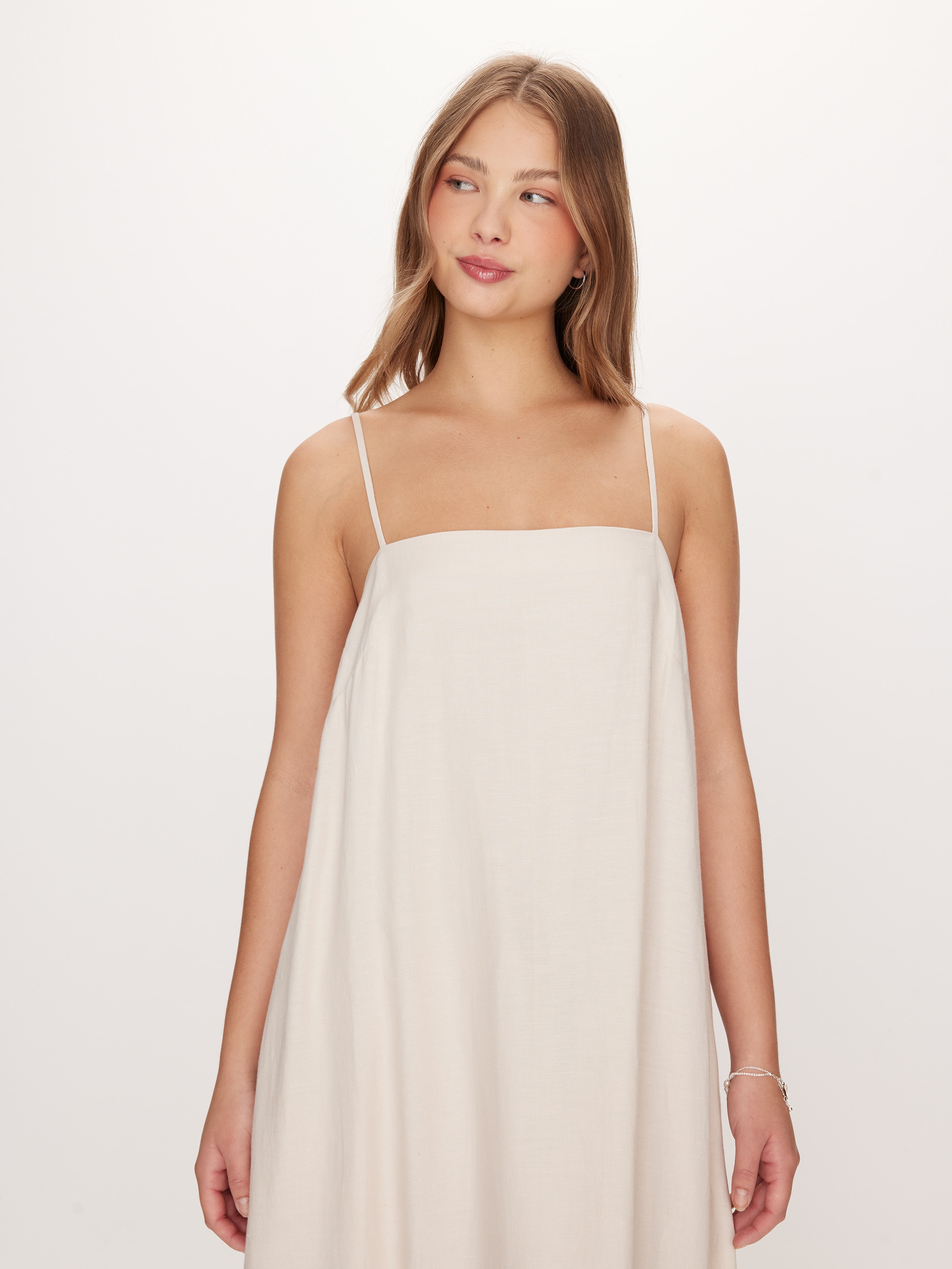 Linen Blend Sundress Midi