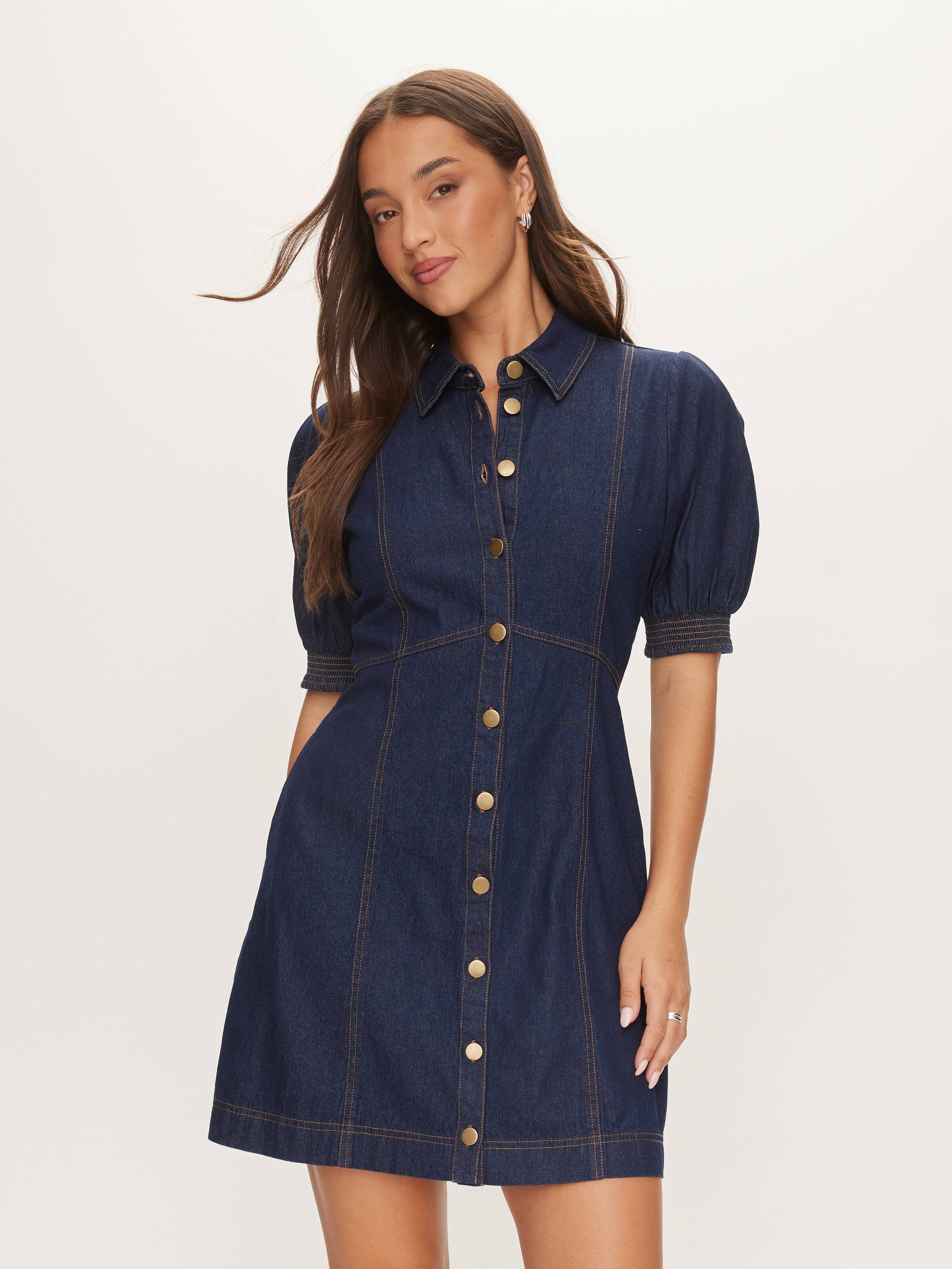 Candice Denim Short Sleeve Mini Dress