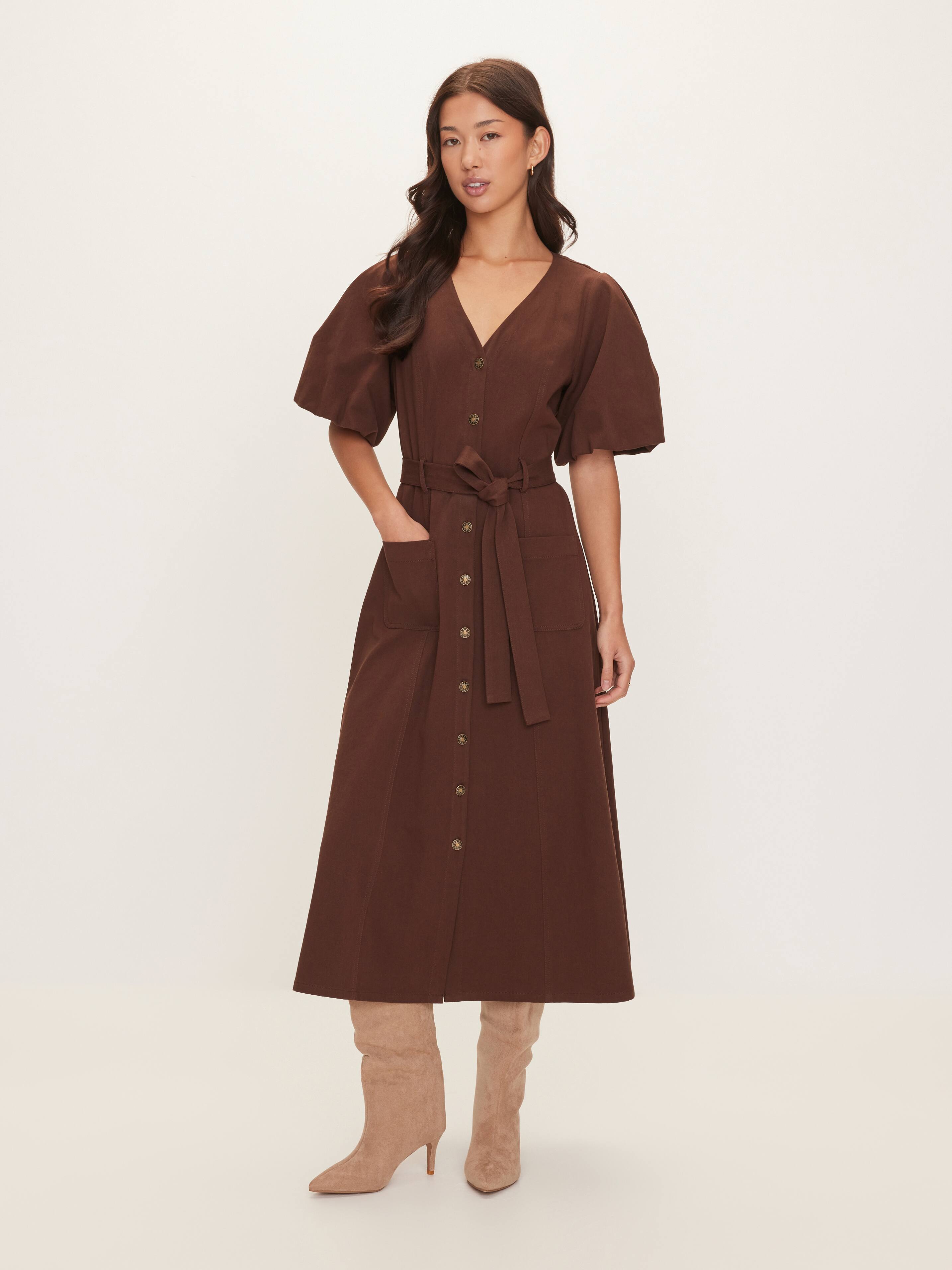 Calista Denim V-Neck Midi