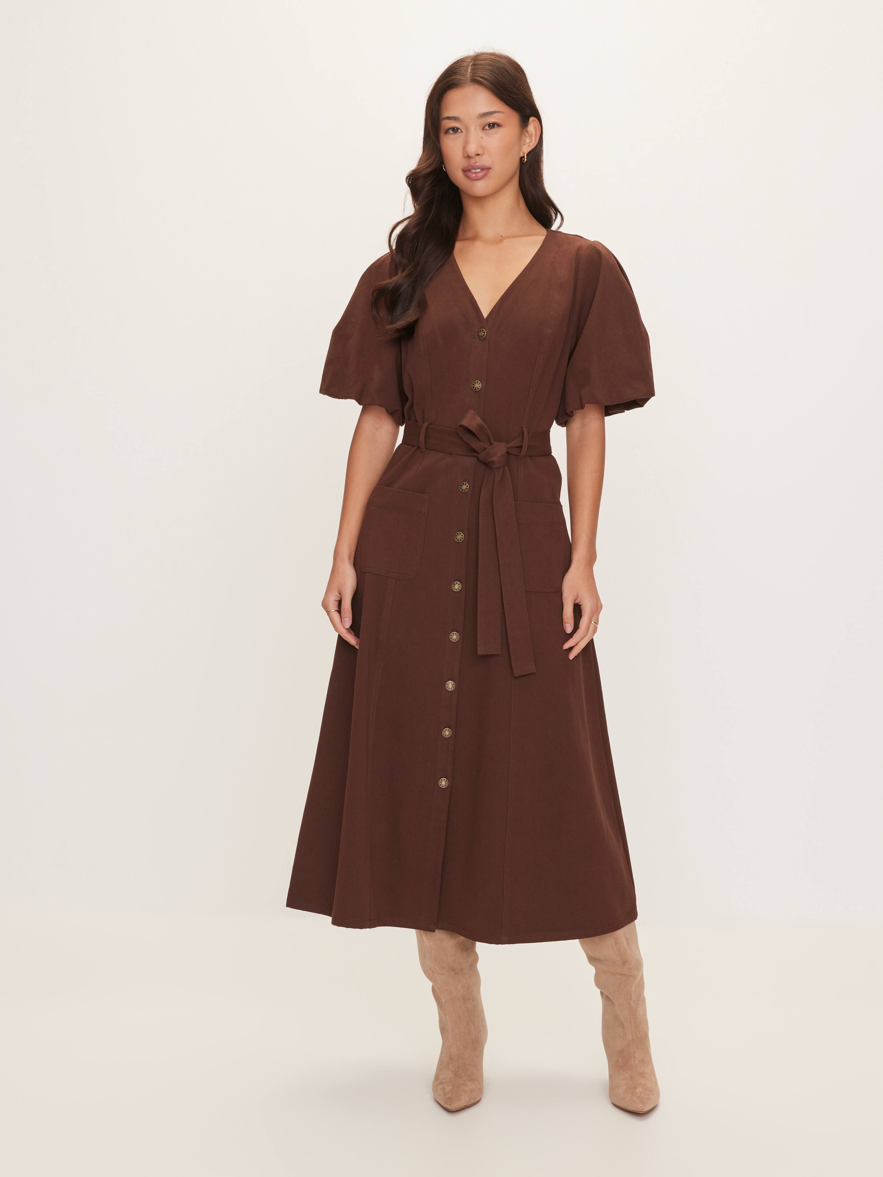 Calista Denim V-Neck Midi