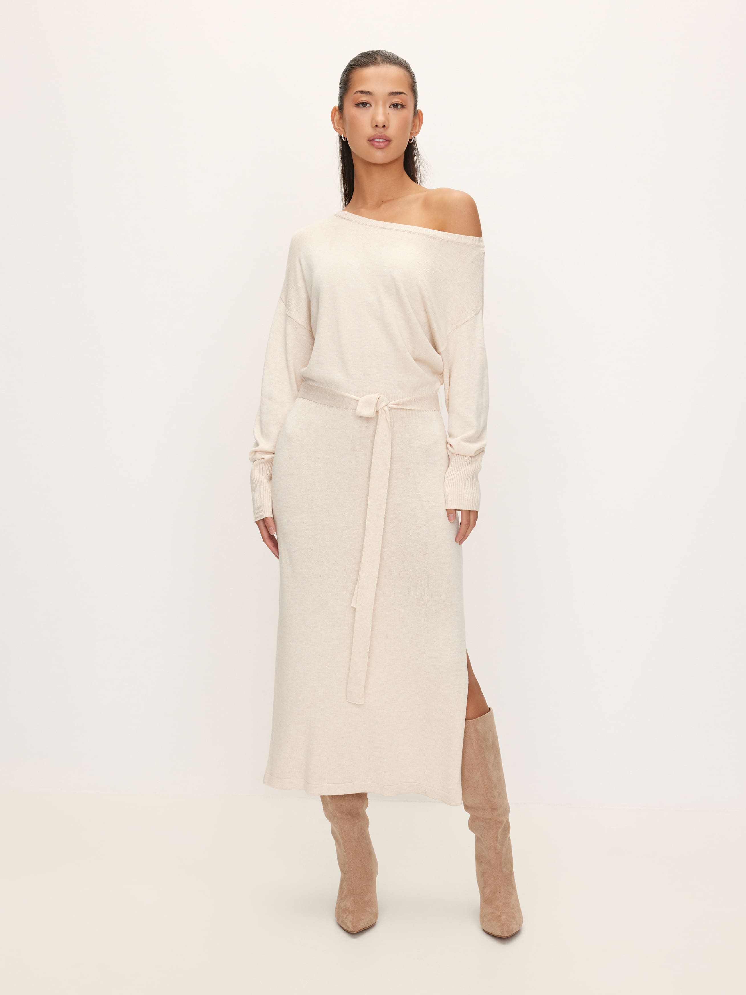 Colette Off Shoulder Knit Midi Dress
