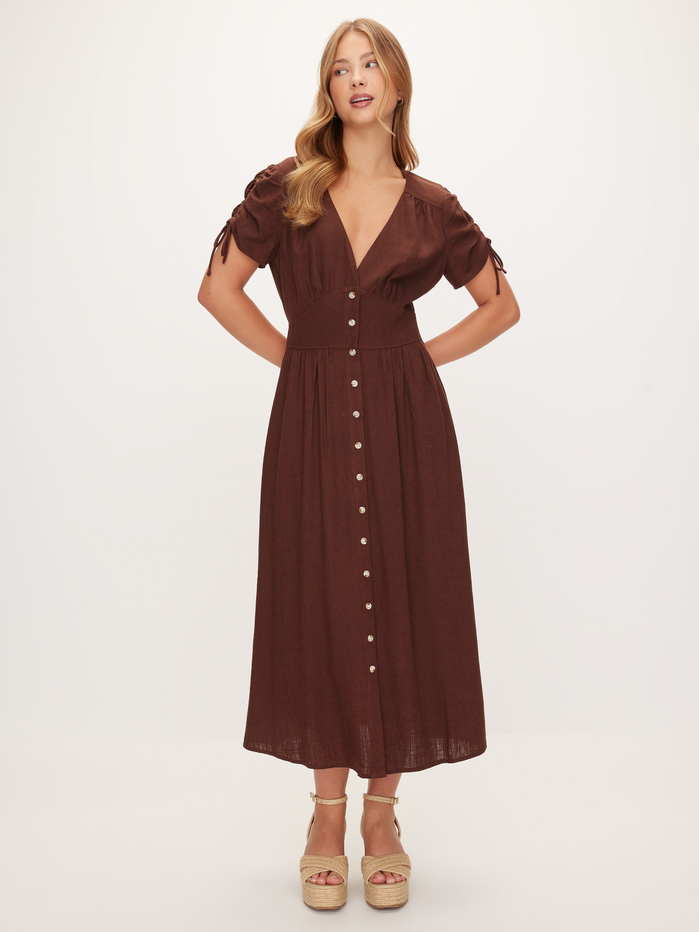 Milly Linen Blend Midi Dress