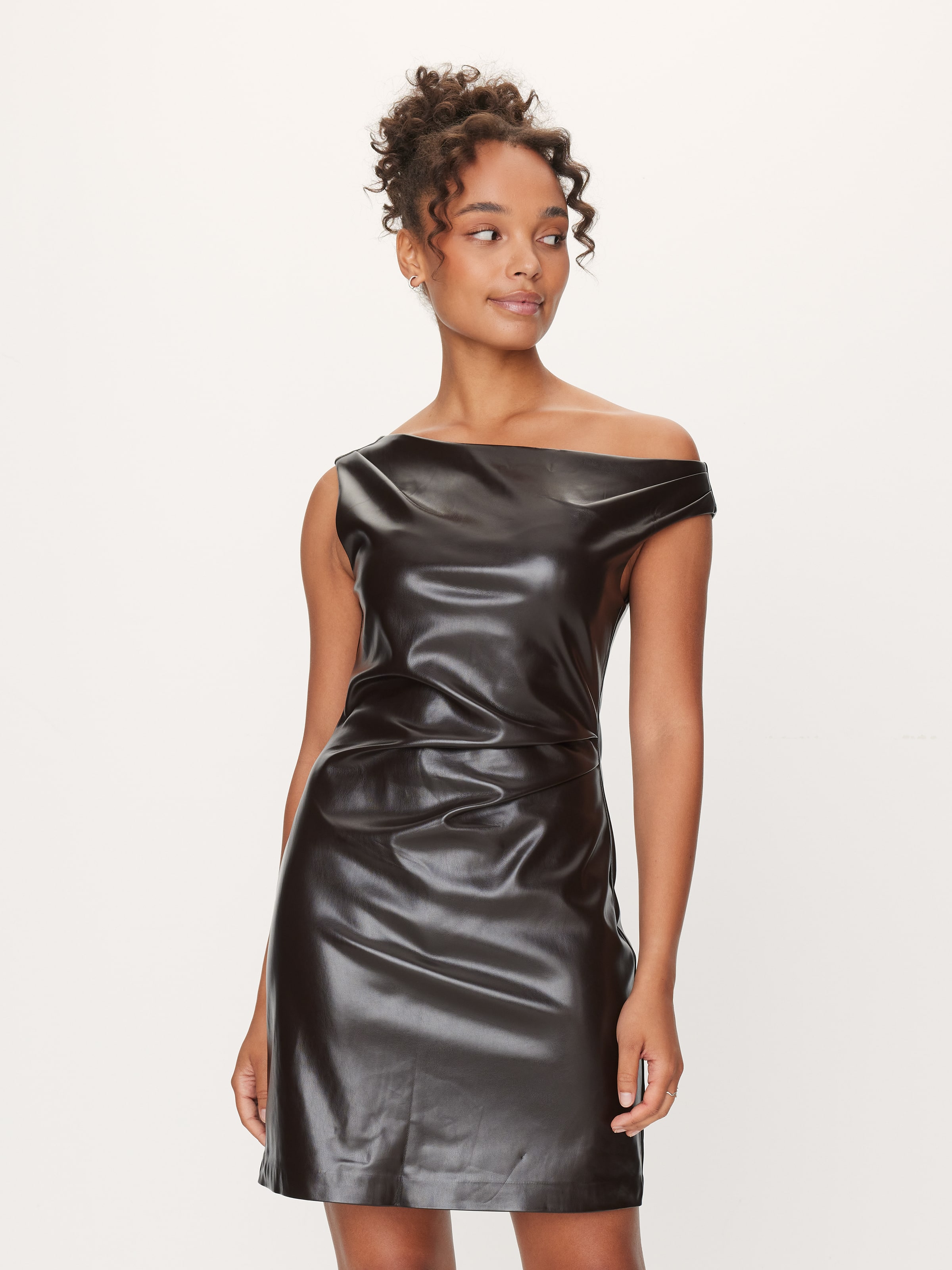 Scotty Ruched Pu Mini Dress