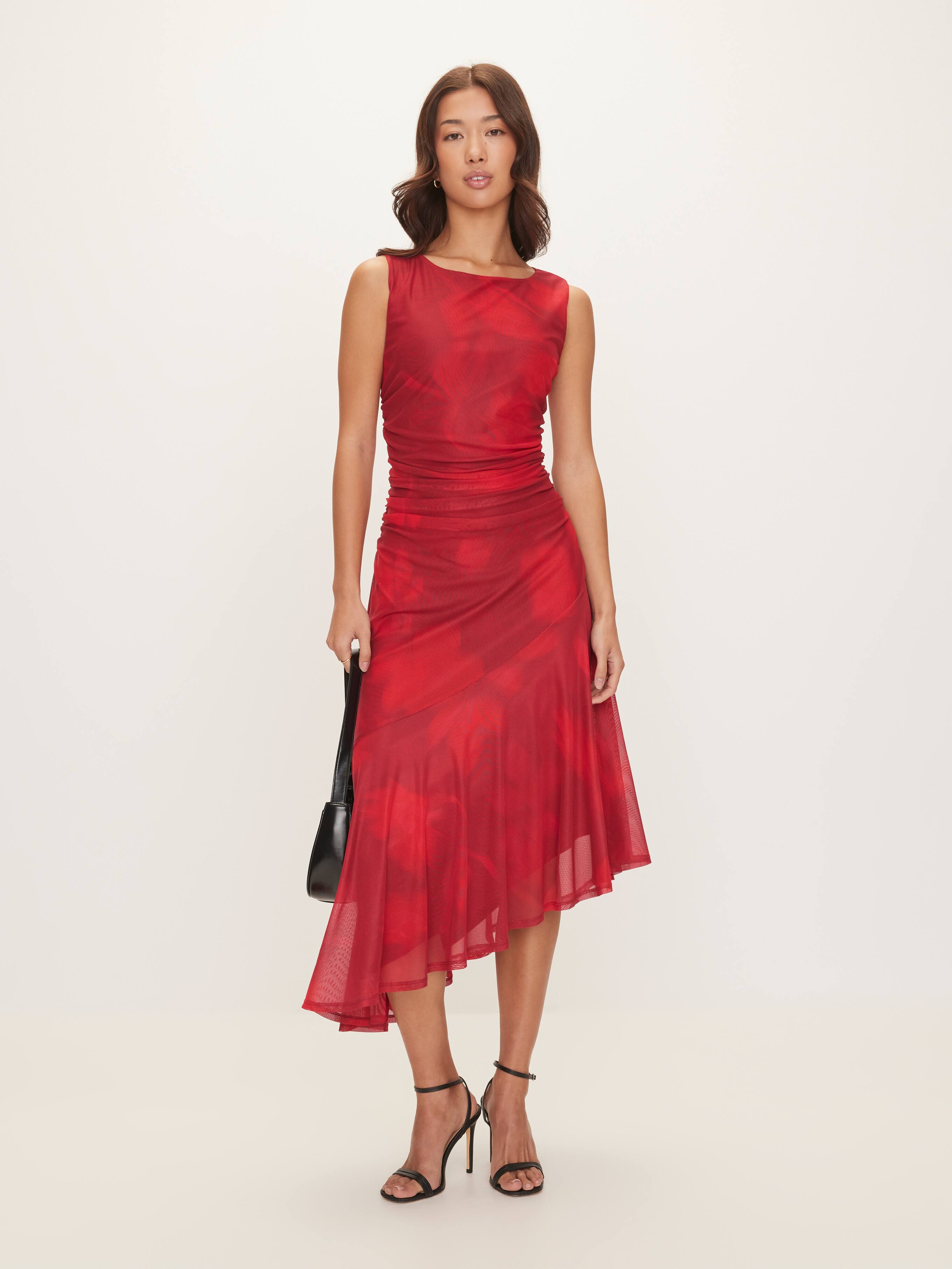 Juni Short Sleeve Mesh Midi Dress