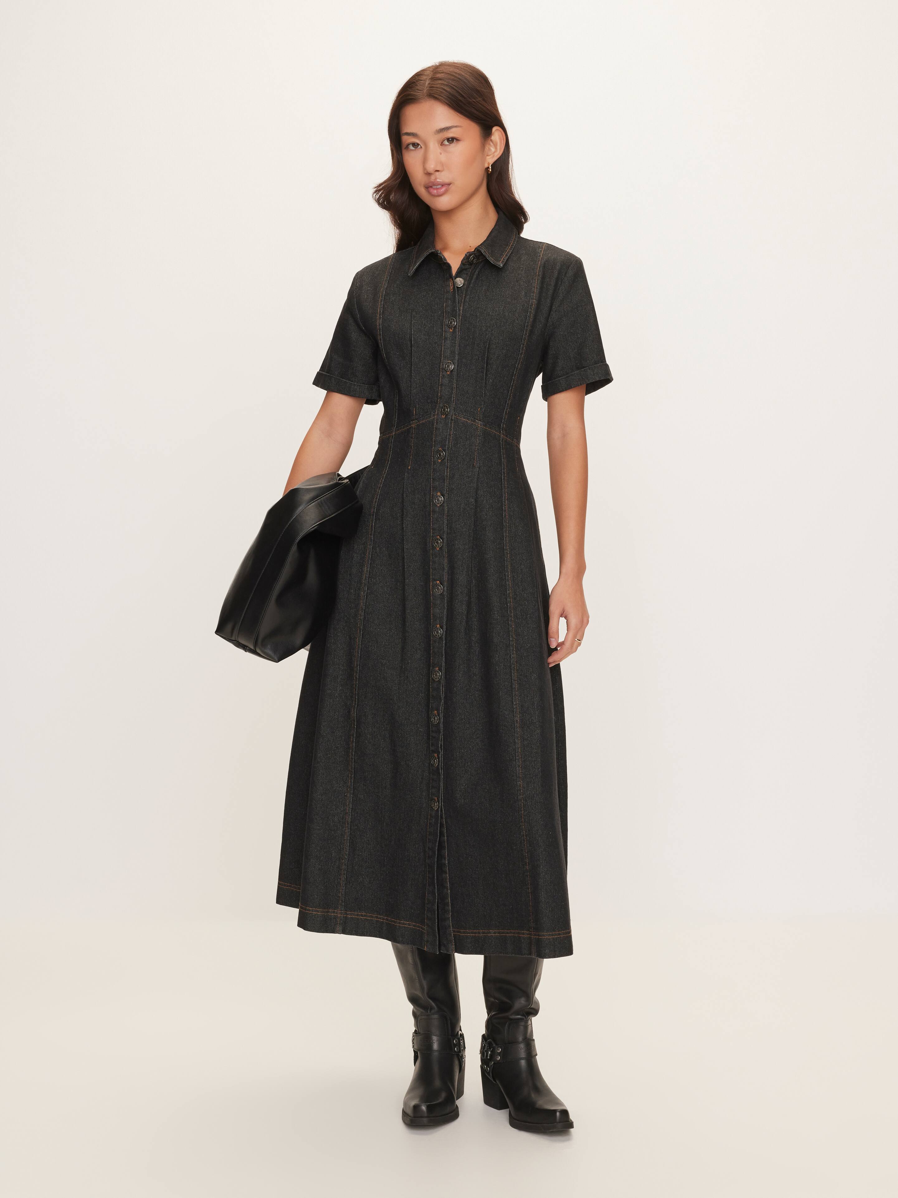 Anya Short Sleeve Denim Midi