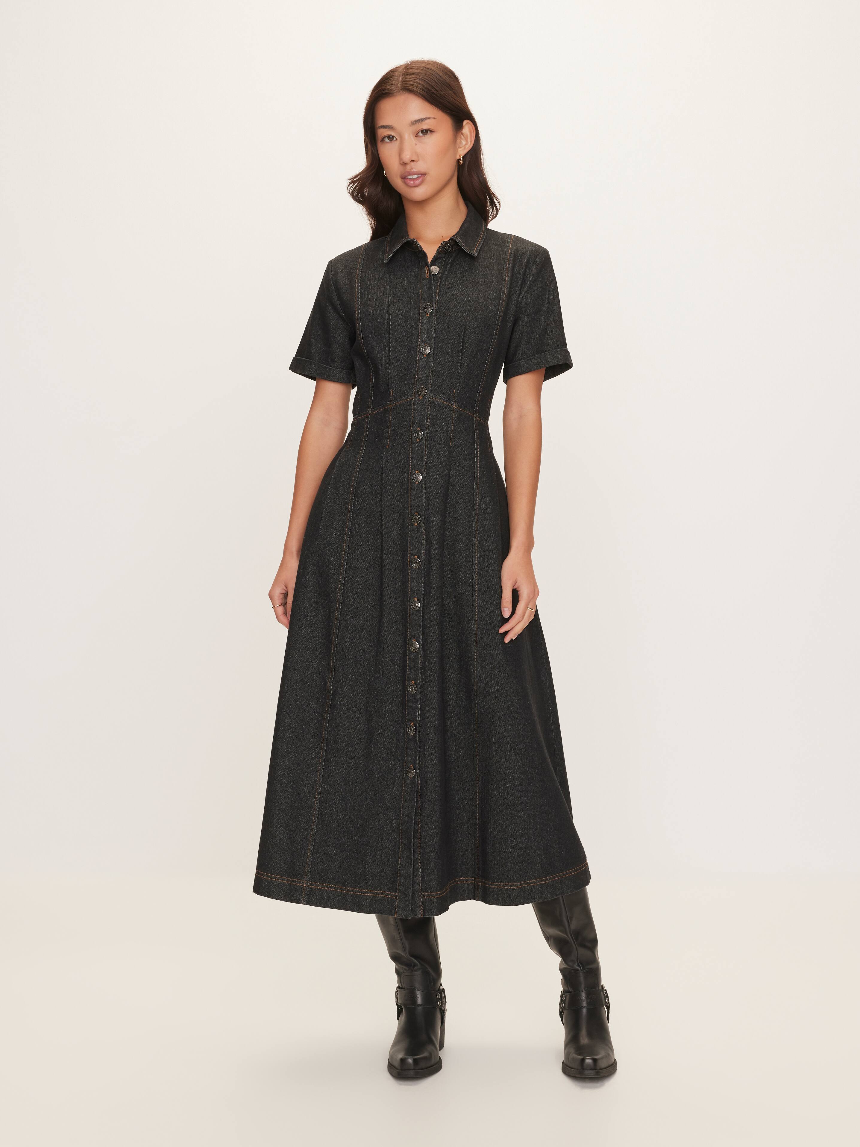 Anya Short Sleeve Denim Midi